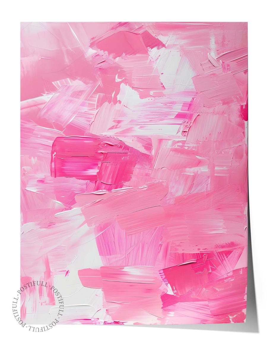 Pembe Soyut Fırça Vuruşları Maximalist Çerçevesiz Poster