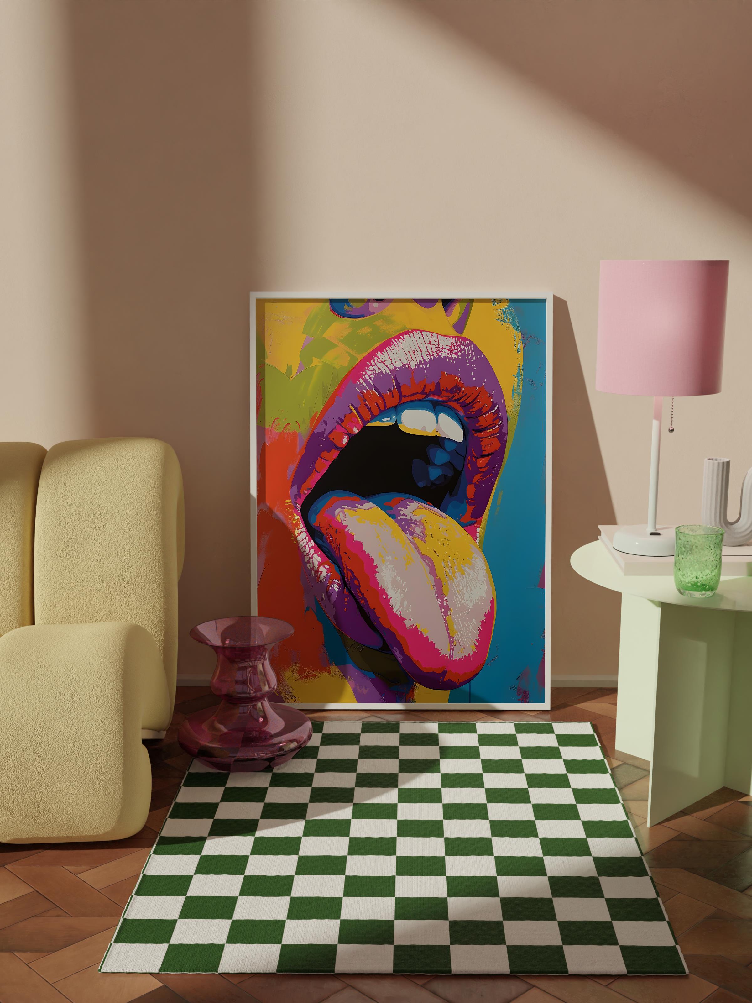 Çerçevesiz Poster Tablo, Duvar Posteri, Kağıt Poster, Canlı Turuncu Dudaklar , Maximalist No:16