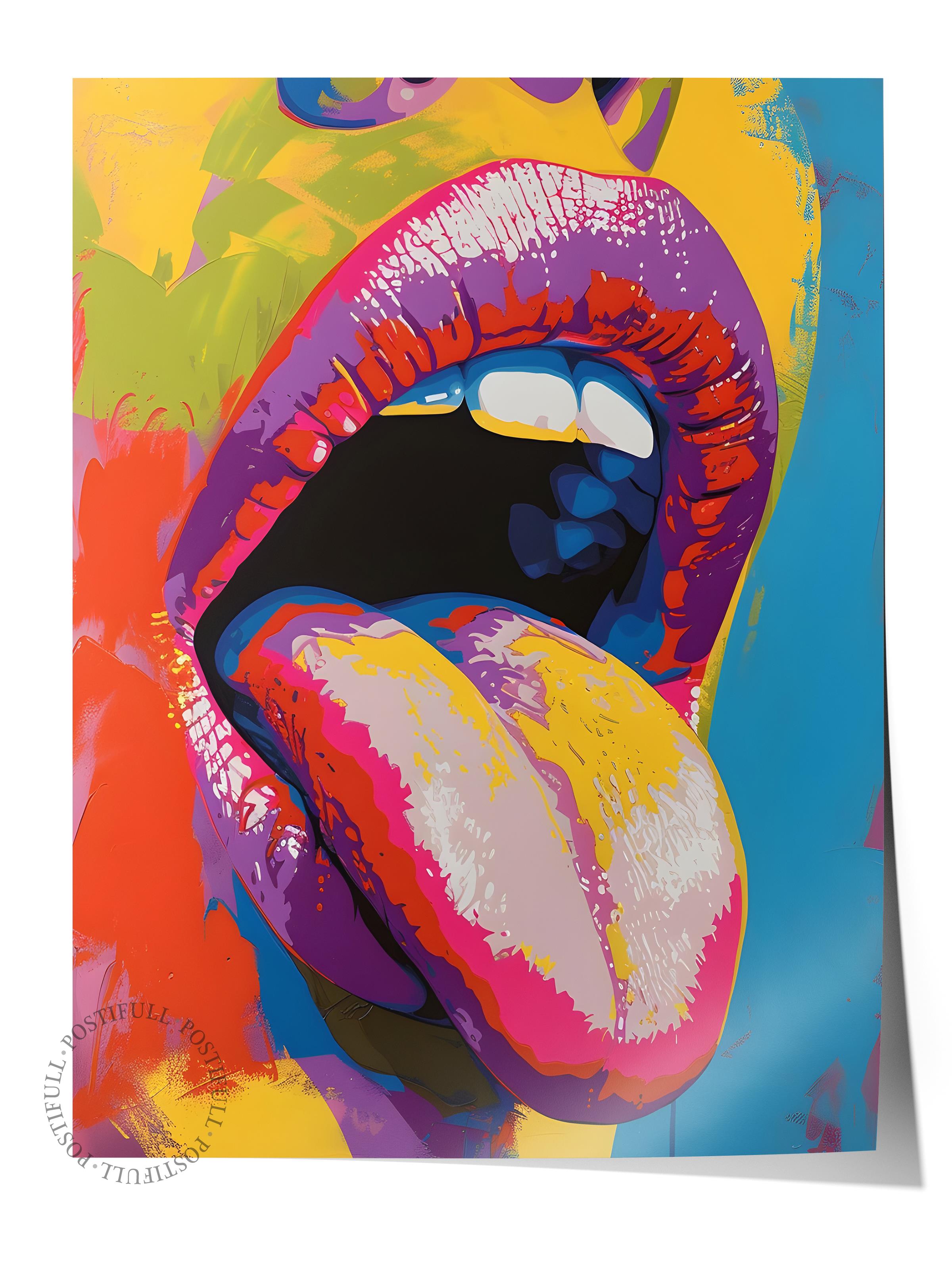 Çerçevesiz Poster Tablo, Duvar Posteri, Kağıt Poster, Canlı Turuncu Dudaklar , Maximalist No:16