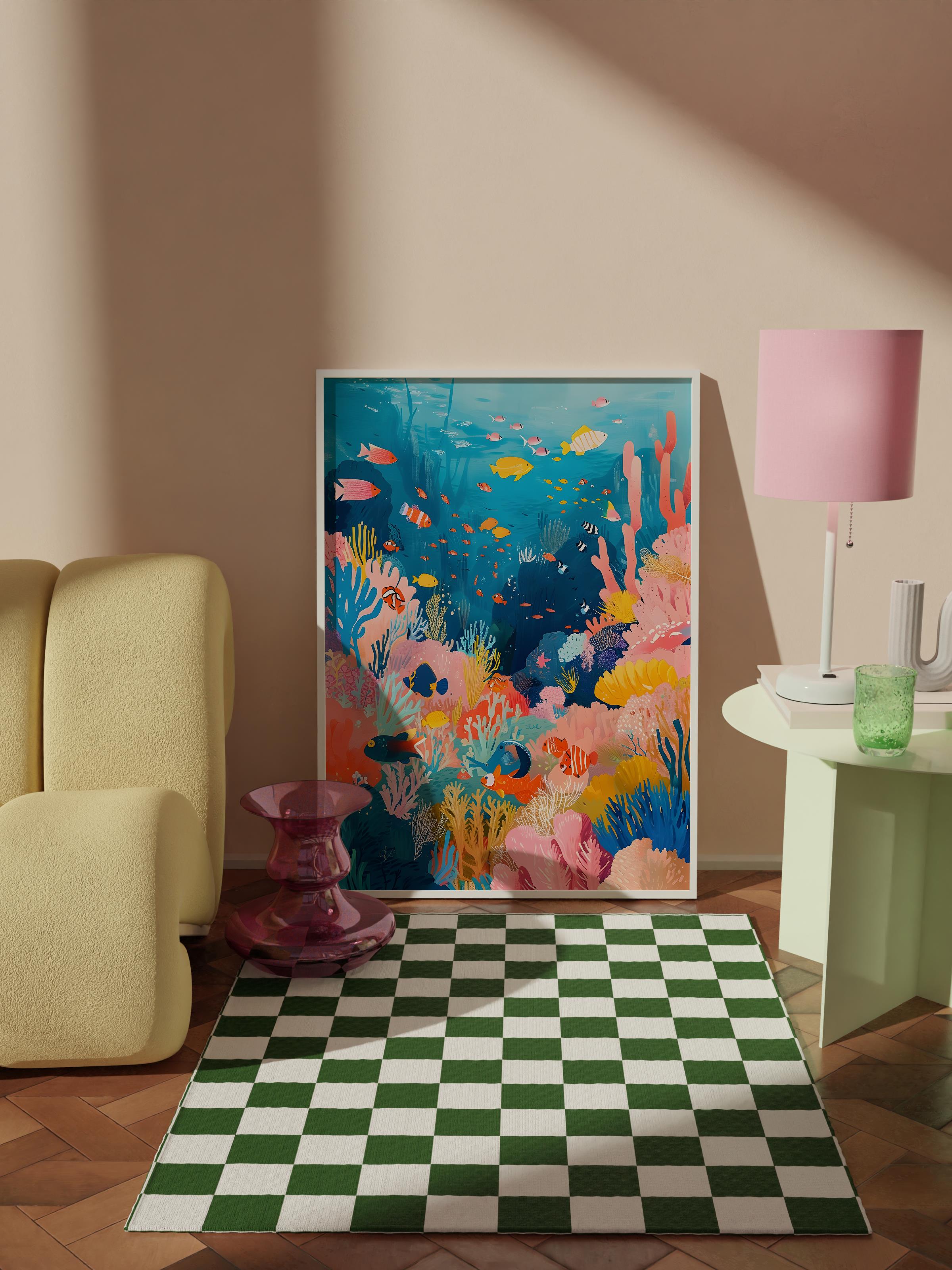 Çerçevesiz Poster Tablo, Duvar Posteri, Kağıt Poster, Denizin Altındaki Bahçe , Maximalist No:146