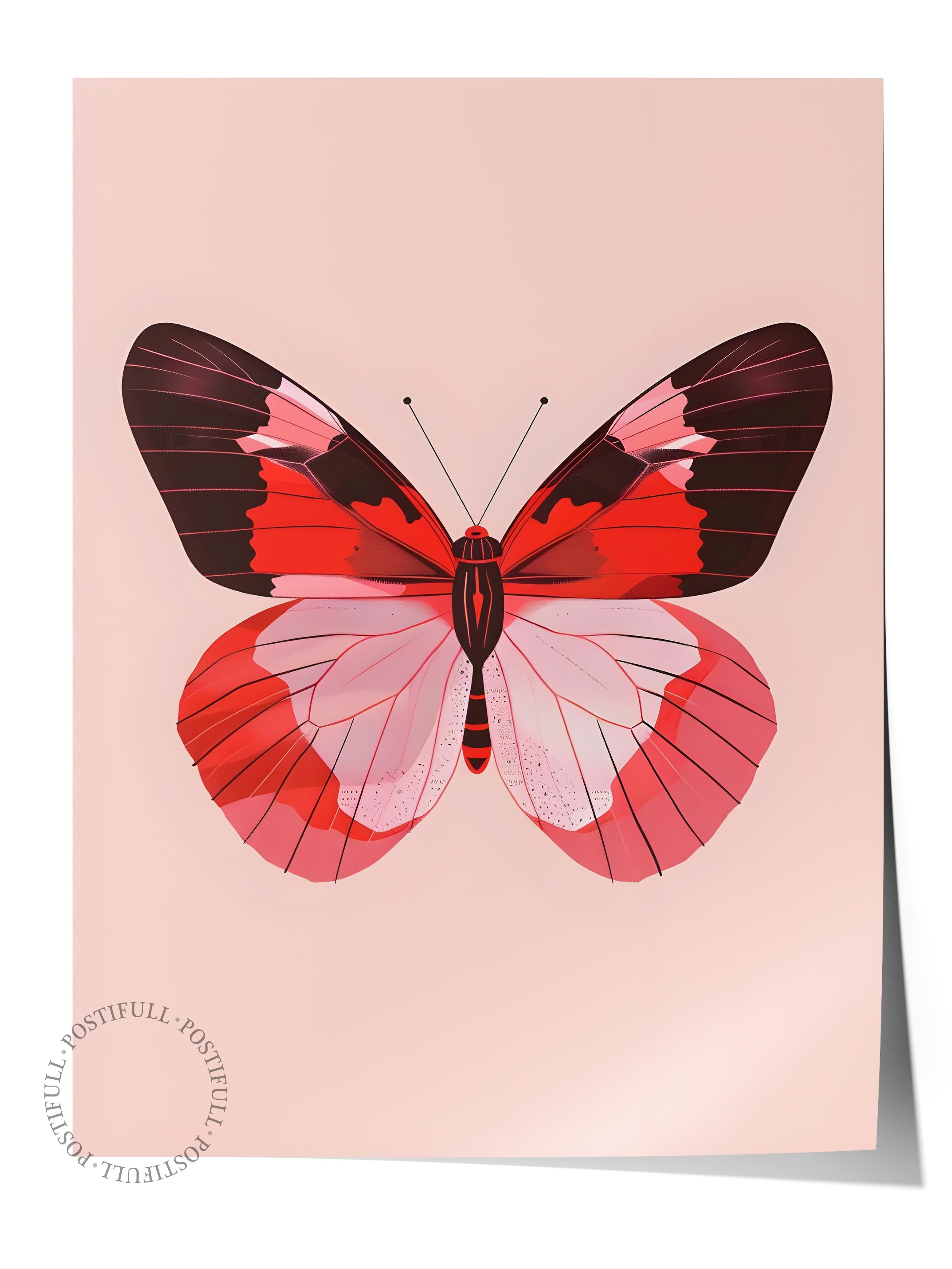Çerçevesiz Poster Tablo, Duvar Posteri, Kağıt Poster, Pembe Kanat Çırpışı , Maximalist No:91