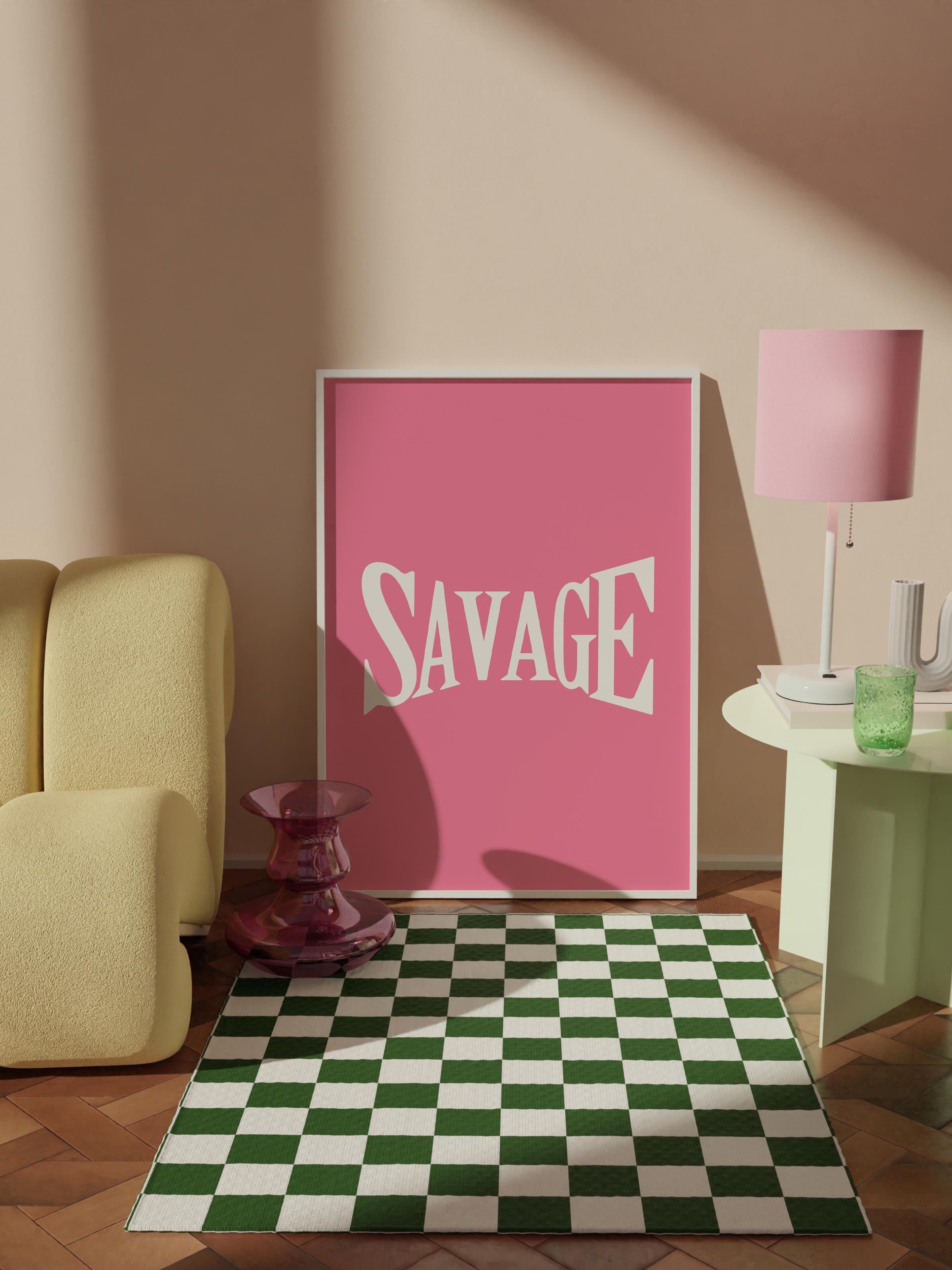 Çerçevesiz Poster Tablo, Duvar Posteri, Kağıt Poster, Pembe Vahşi Yazı , Maximalist No:30