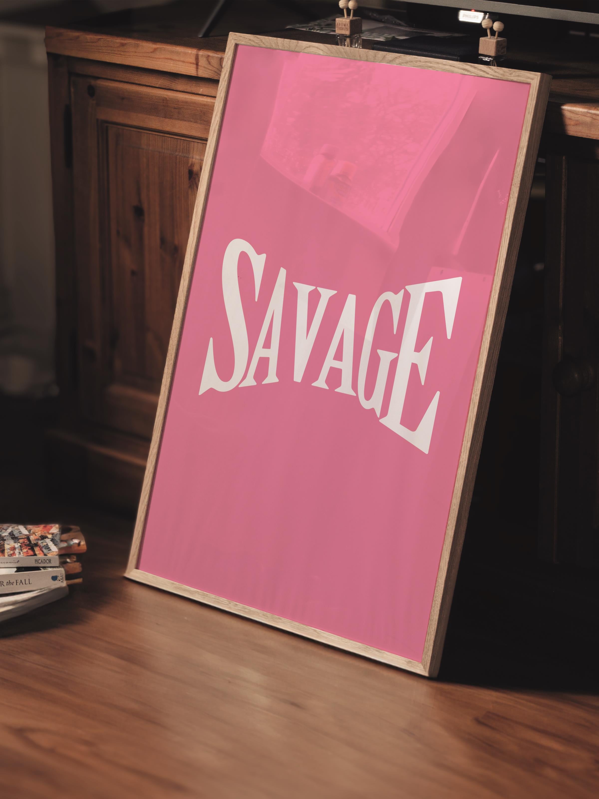 Çerçevesiz Poster Tablo, Duvar Posteri, Kağıt Poster, Pembe Vahşi Yazı , Maximalist No:30