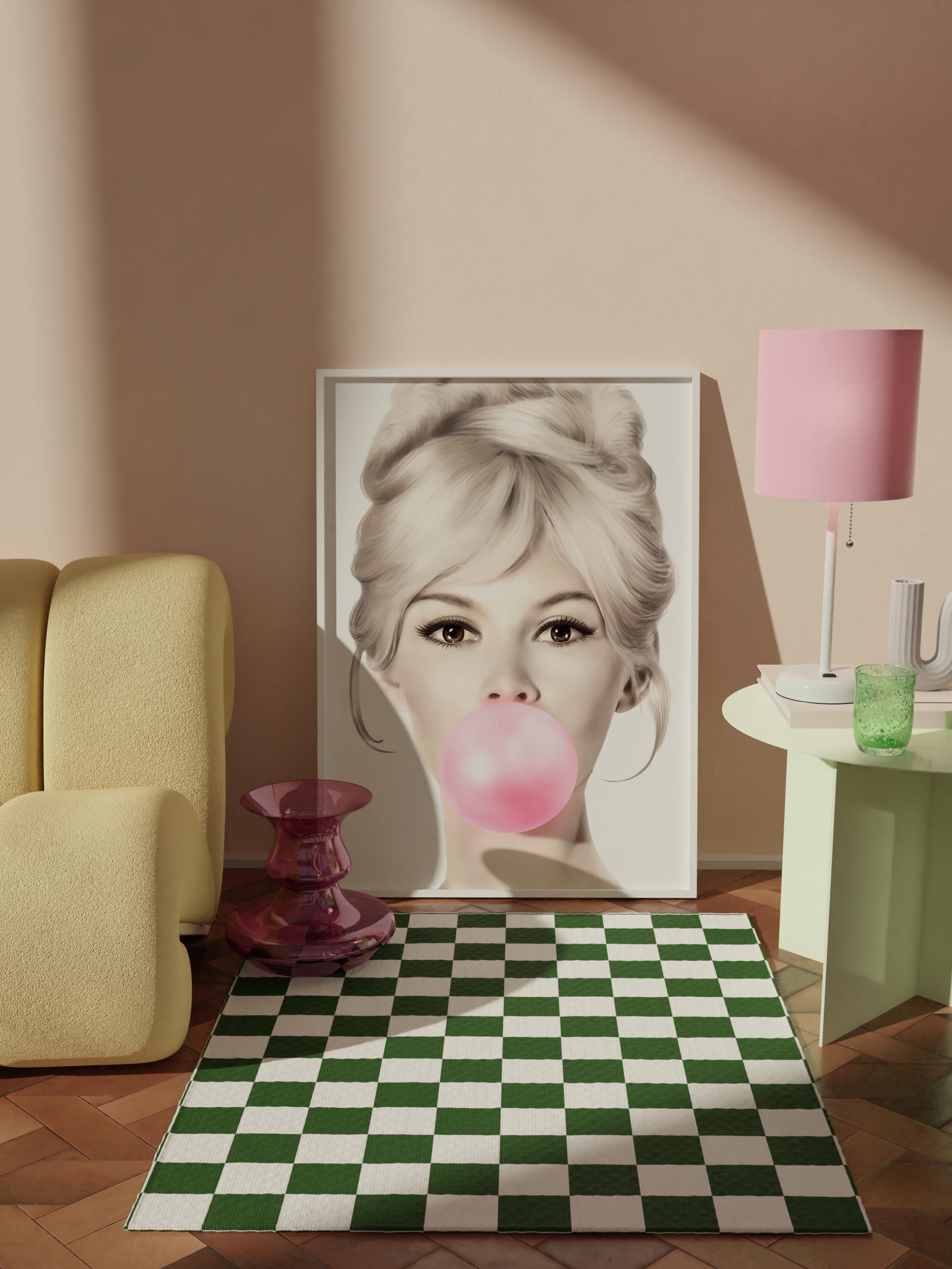 Çerçevesiz Poster Tablo, Duvar Posteri, Kağıt Poster, Sakız Balonla Pembe Hayat , Maximalist No:100
