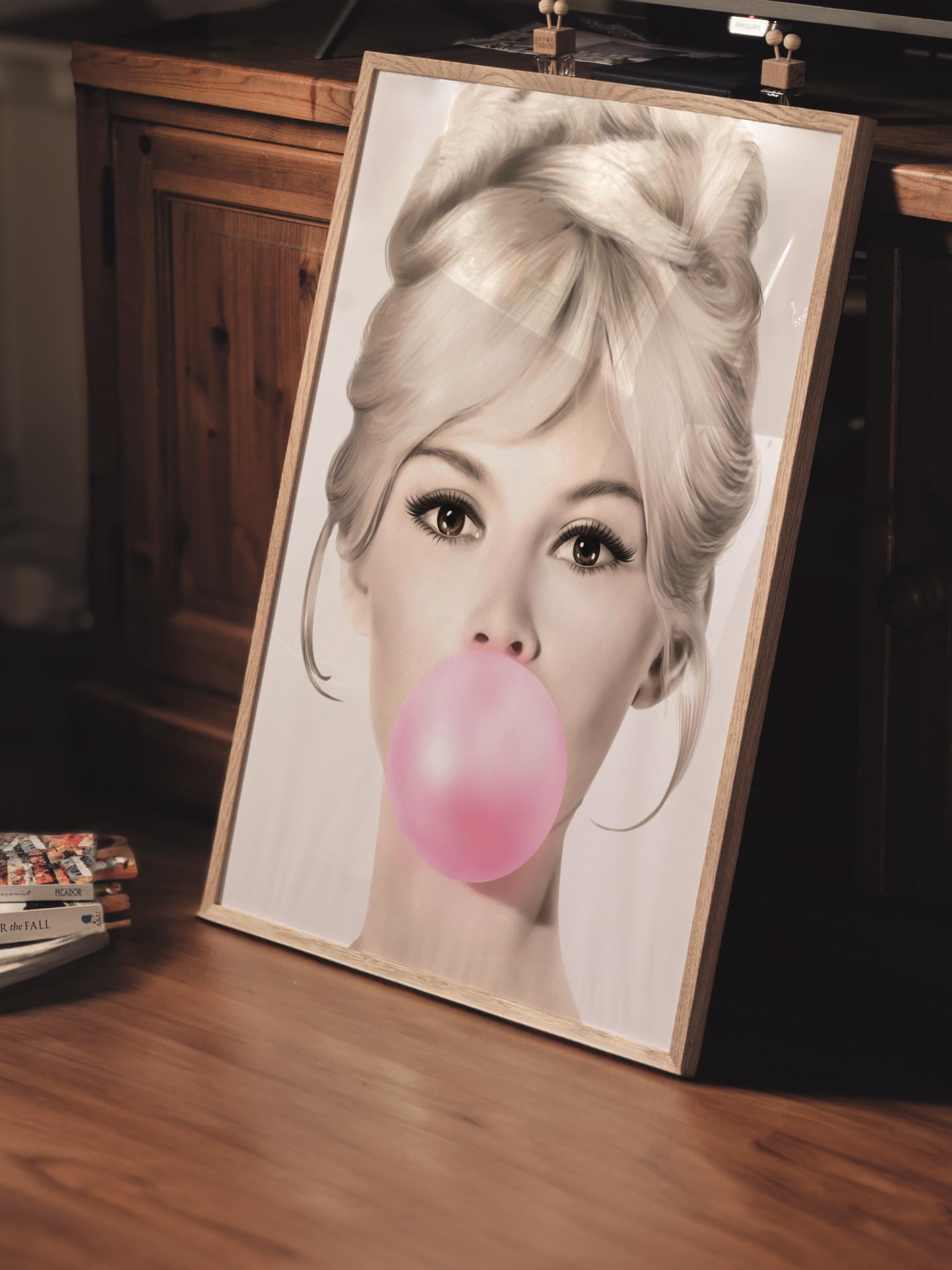Çerçevesiz Poster Tablo, Duvar Posteri, Kağıt Poster, Sakız Balonla Pembe Hayat , Maximalist No:100