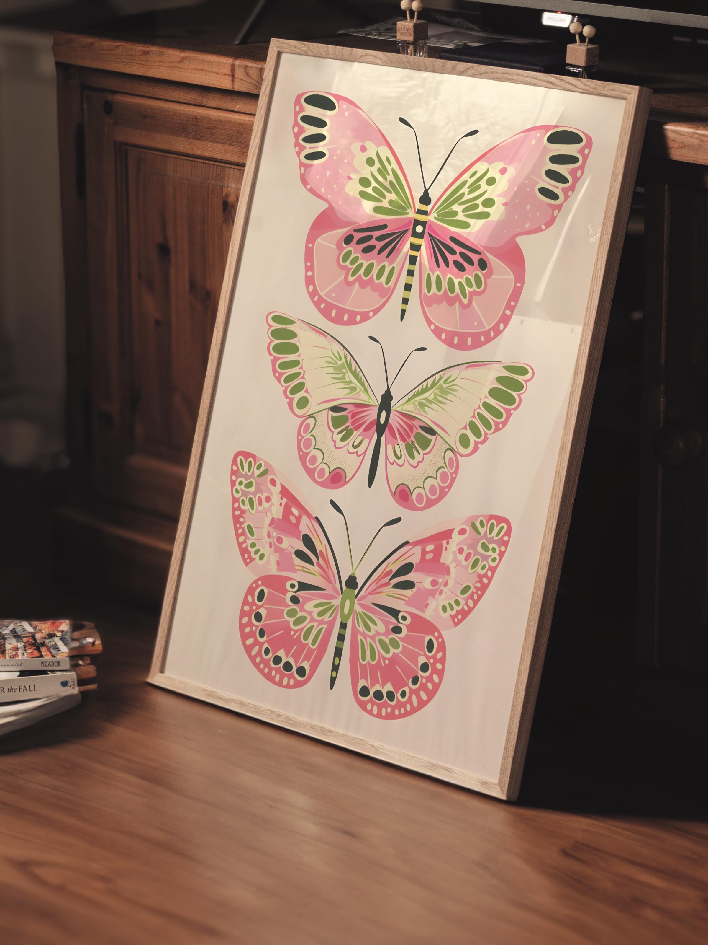 Çerçevesiz Poster Tablo, Duvar Posteri, Kağıt Poster, Uçuşan Kelebek , Maximalist No:90