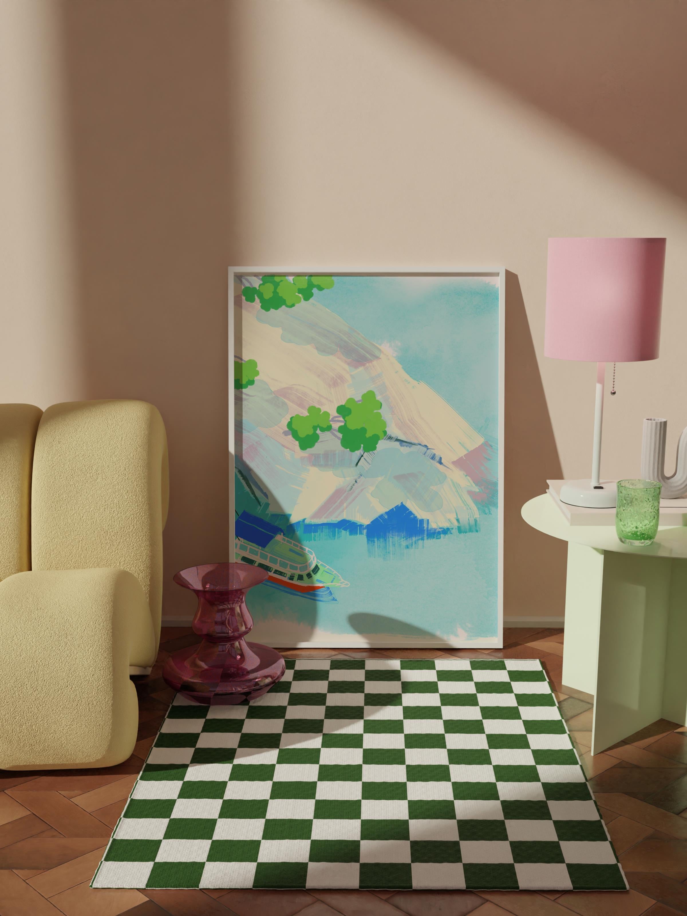 Çerçevesiz Poster Tablo, Duvar Posteri, Kağıt Poster, Dağların Arasında , Maximalist No:279