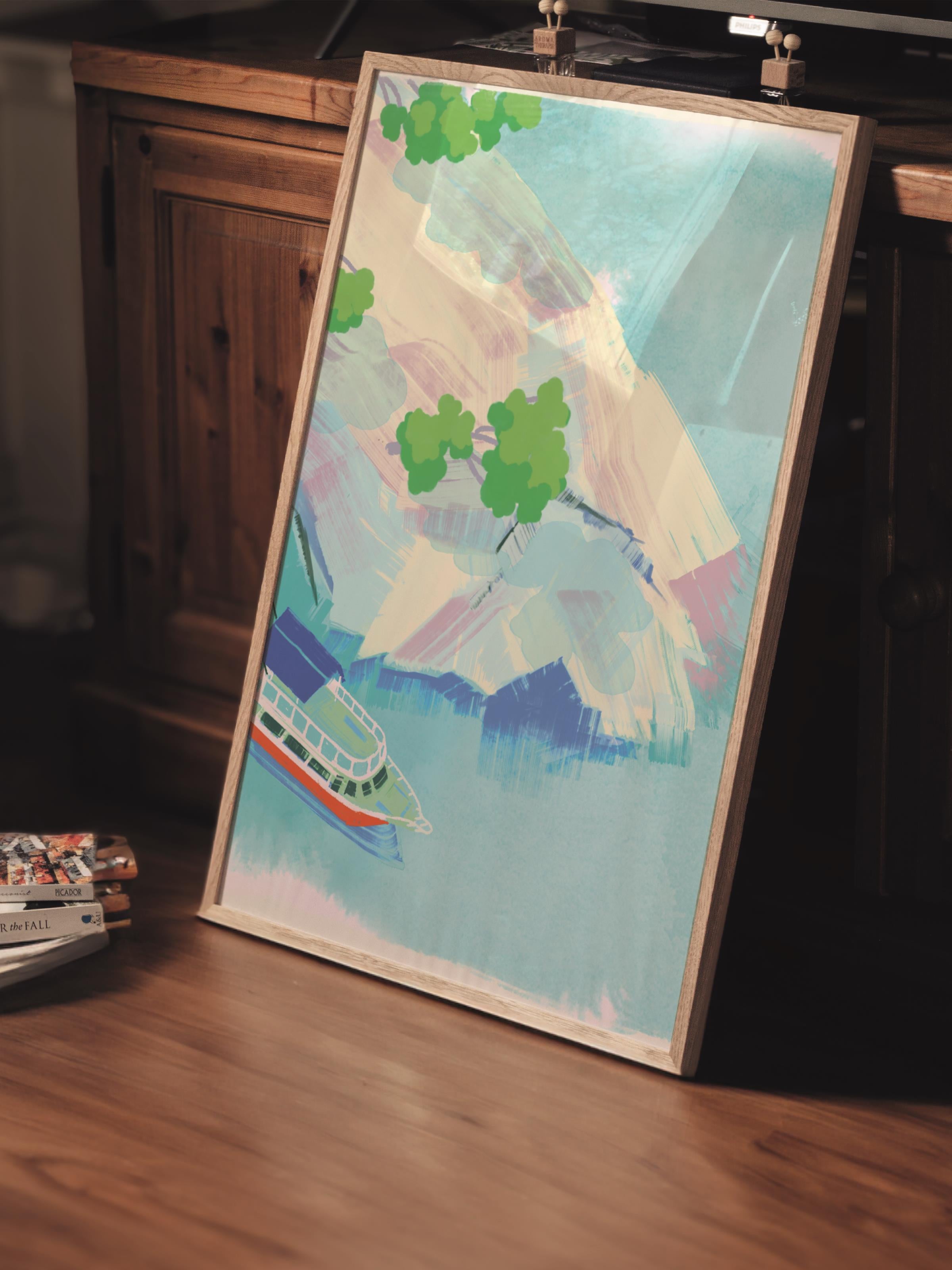 Çerçevesiz Poster Tablo, Duvar Posteri, Kağıt Poster, Dağların Arasında , Maximalist No:279