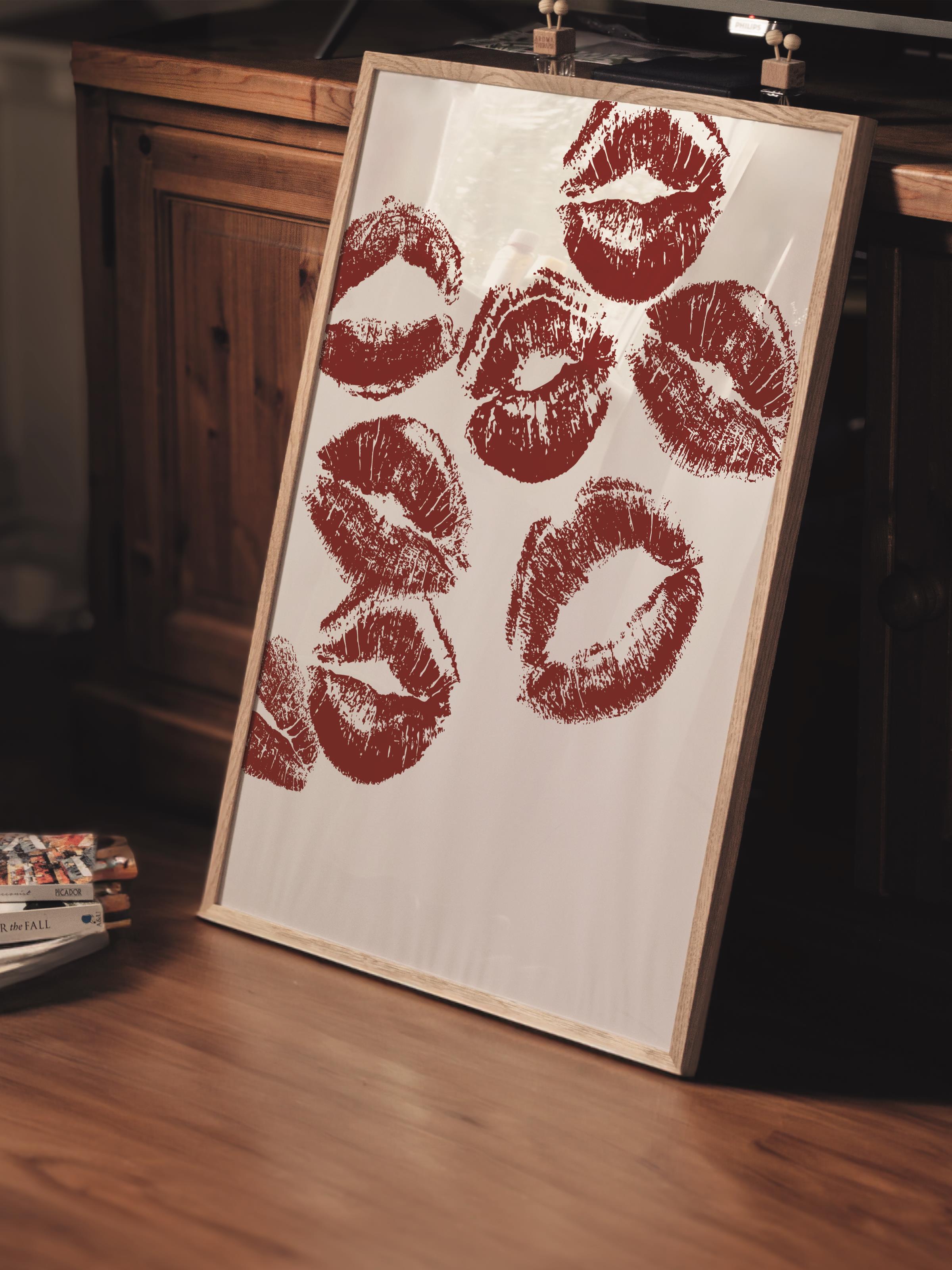 Çerçevesiz Poster Tablo, Duvar Posteri, Kağıt Poster, Öpücük İzleri , Maximalist No:38