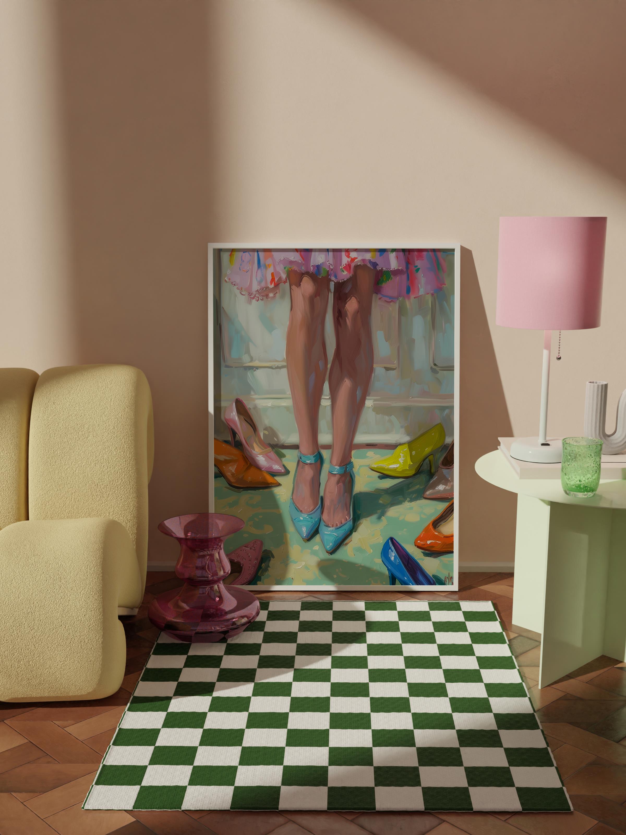 Çerçevesiz Poster Tablo, Duvar Posteri, Kağıt Poster, Mavi Moda Topuklular , Maximalist No:15