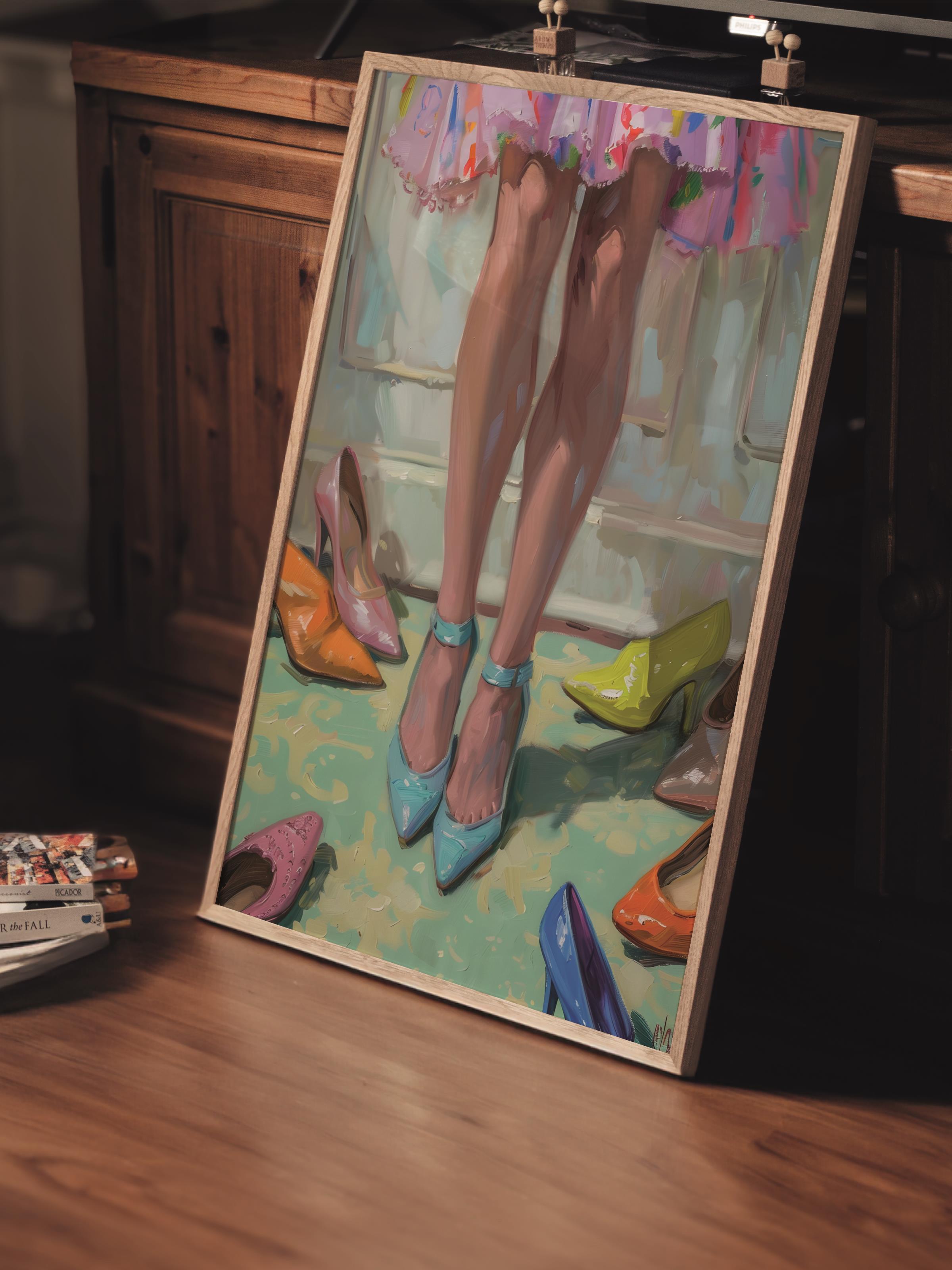 Çerçevesiz Poster Tablo, Duvar Posteri, Kağıt Poster, Mavi Moda Topuklular , Maximalist No:15