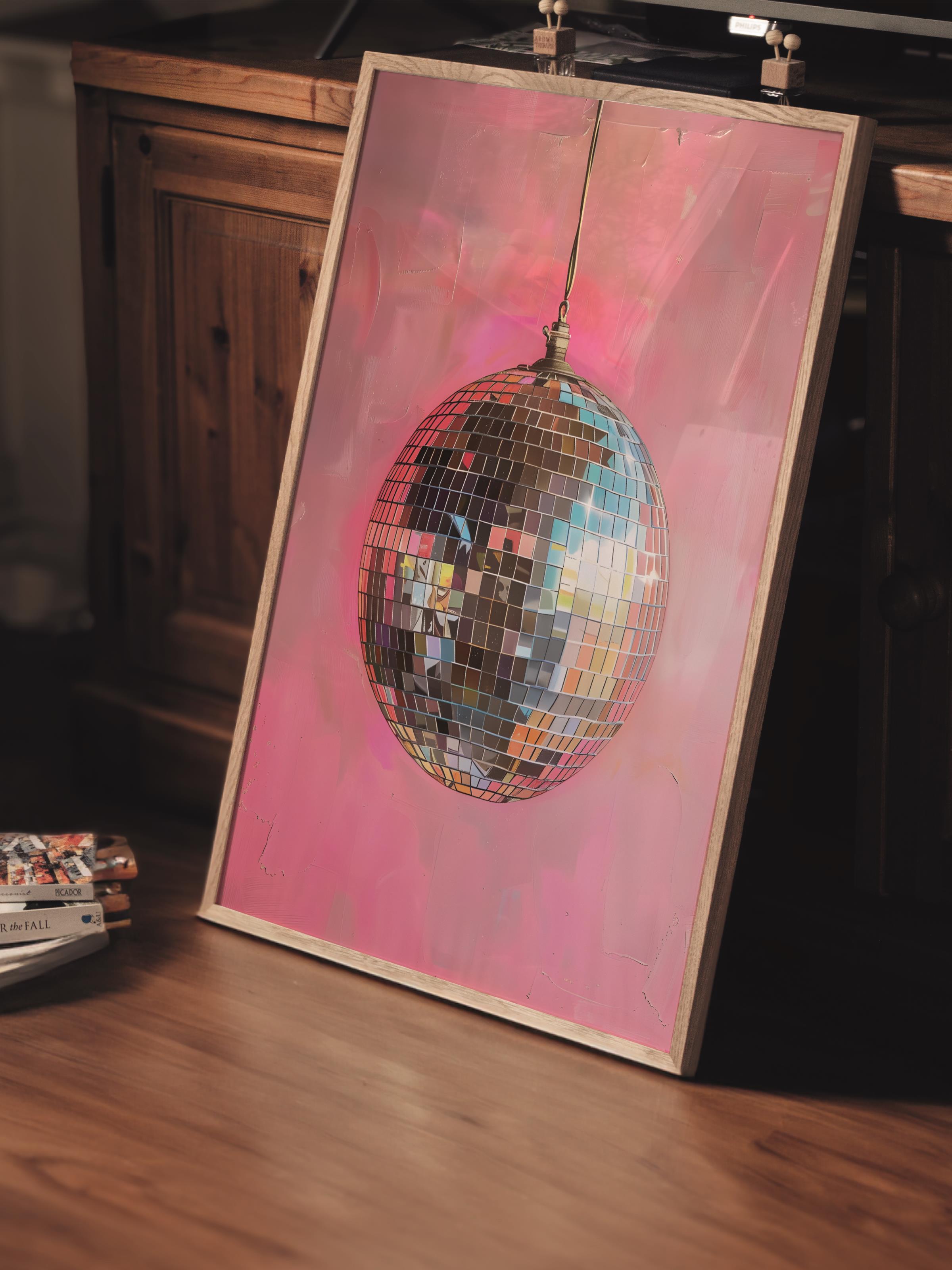 Çerçevesiz Poster Tablo, Duvar Posteri, Kağıt Poster, Pembe Disko Akşamı , Maximalist No:94