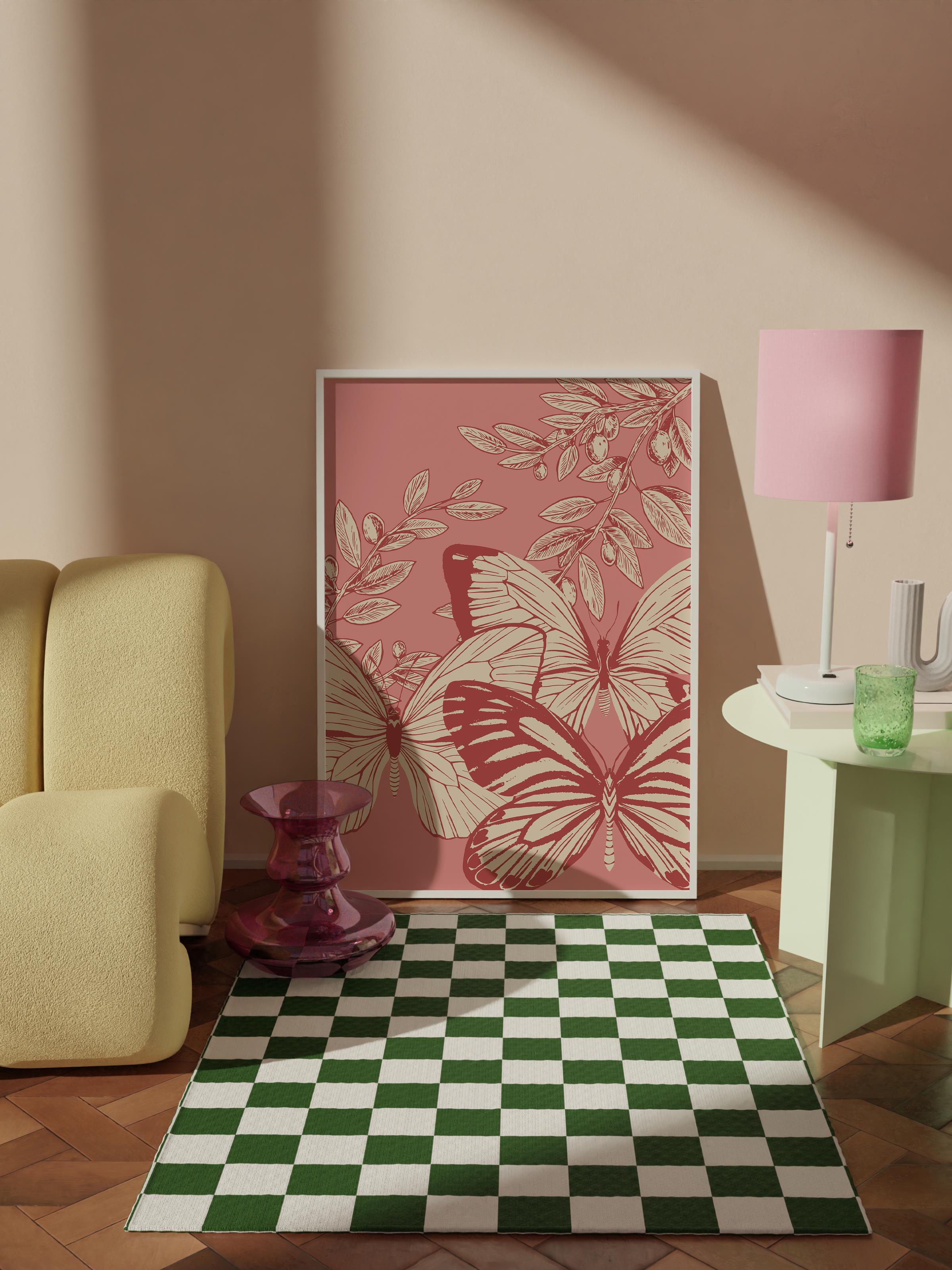 Çerçevesiz Poster Tablo, Duvar Posteri, Kağıt Poster, Kelebek Bahçesi , Maximalist No:188