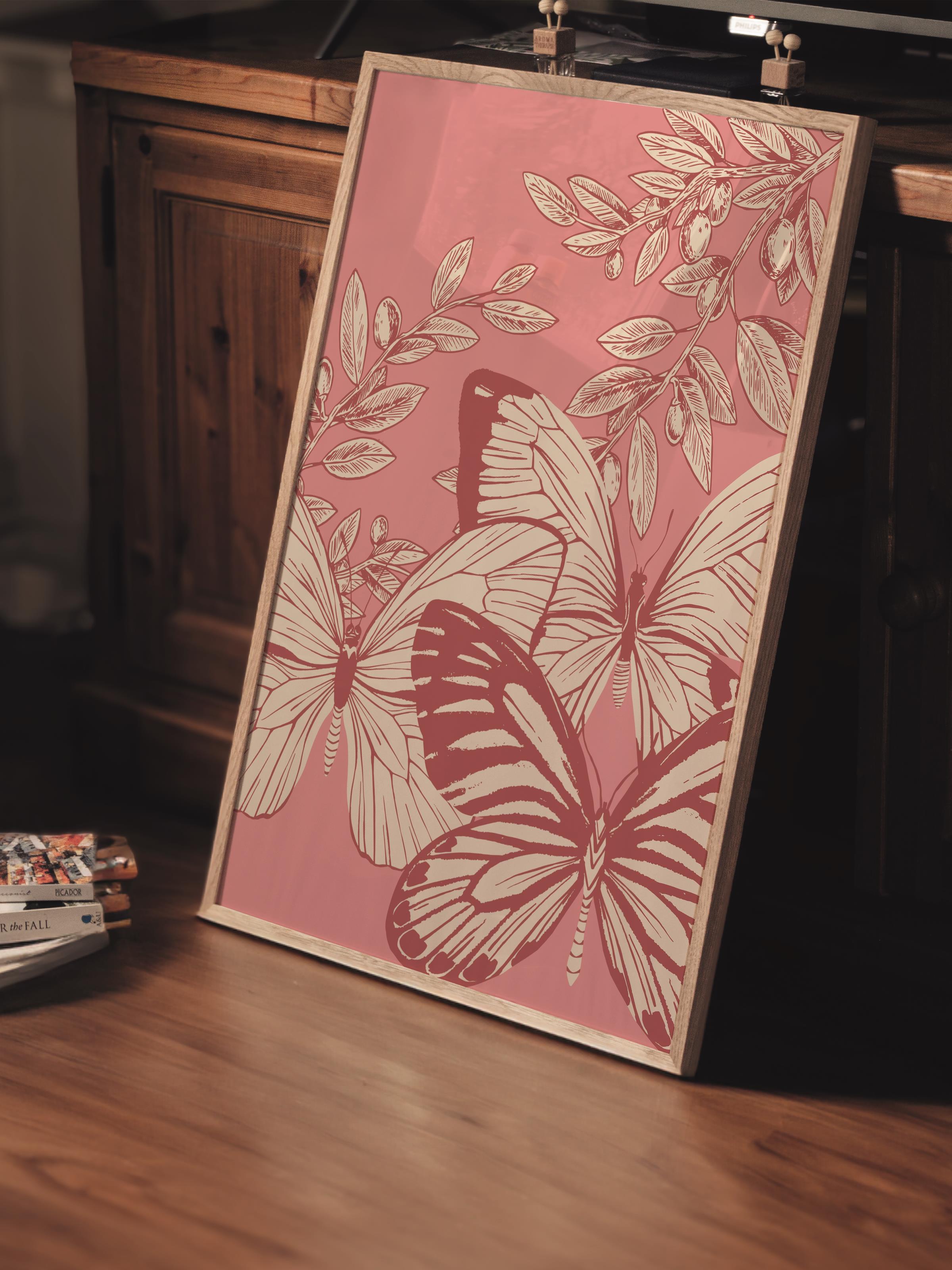 Çerçevesiz Poster Tablo, Duvar Posteri, Kağıt Poster, Kelebek Bahçesi , Maximalist No:188