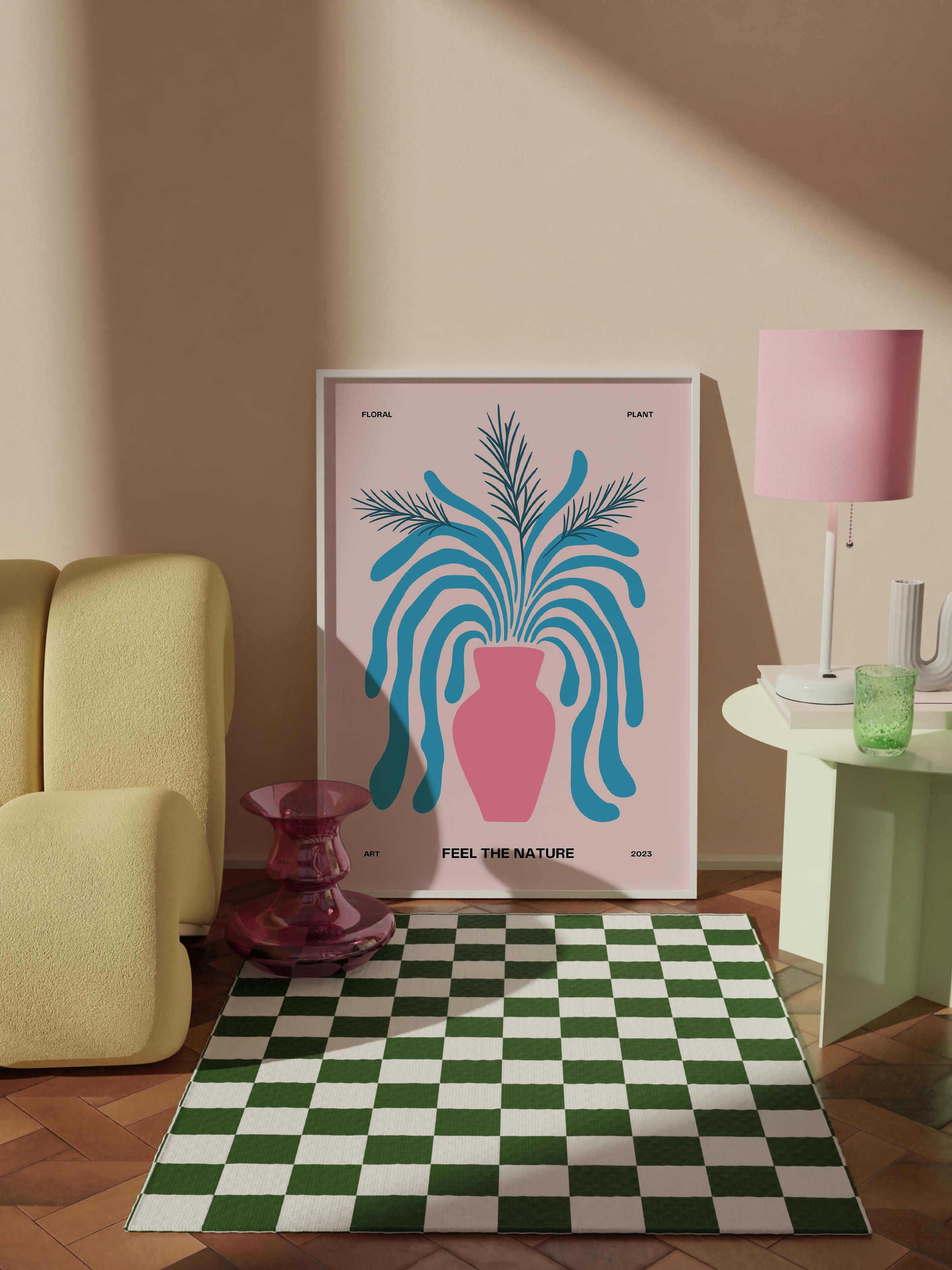 Çerçevesiz Poster Tablo, Duvar Posteri, Kağıt Poster, Pembe Tropikal Kuş , Maximalist No:35