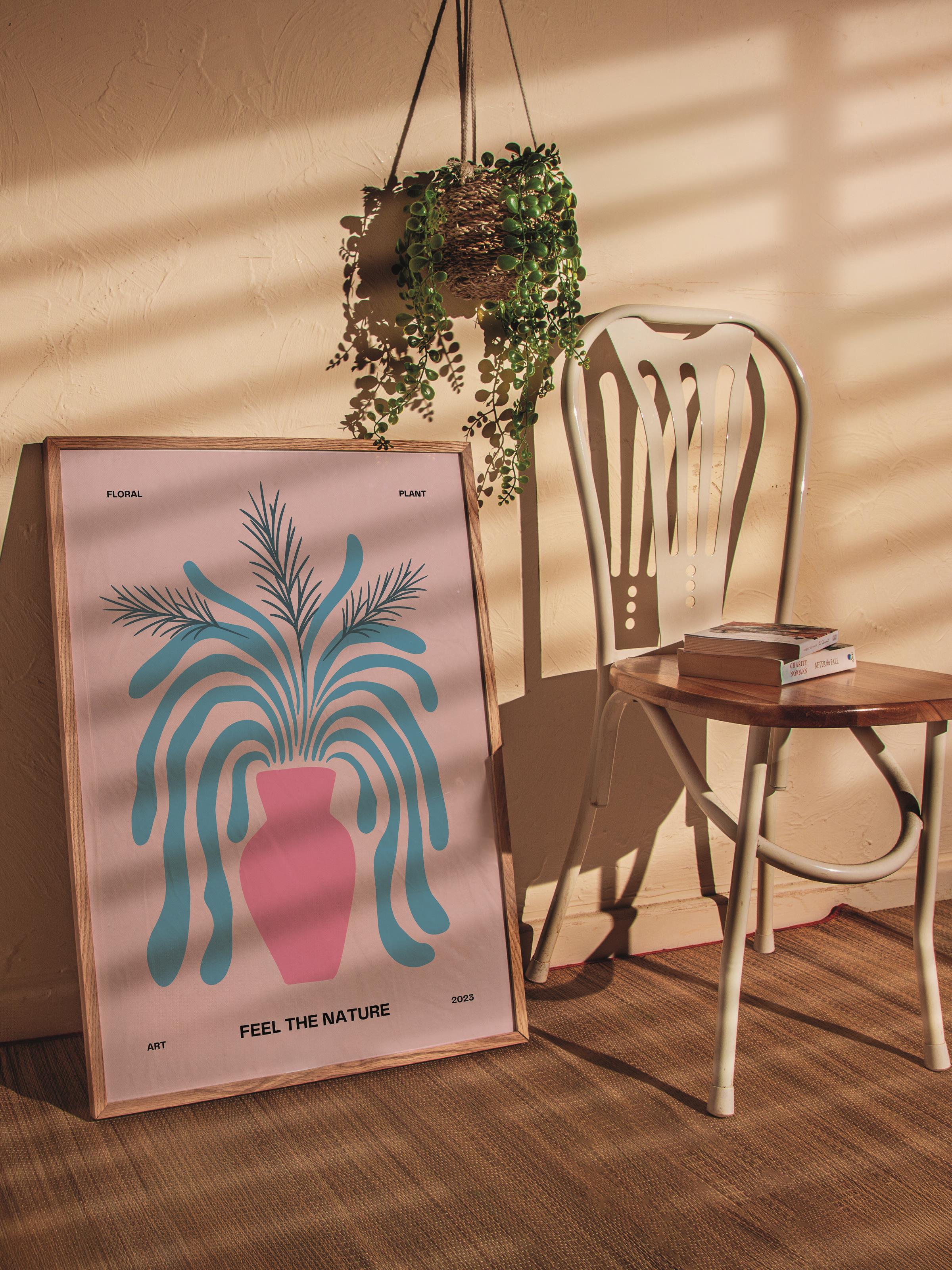 Çerçevesiz Poster Tablo, Duvar Posteri, Kağıt Poster, Pembe Tropikal Kuş , Maximalist No:35