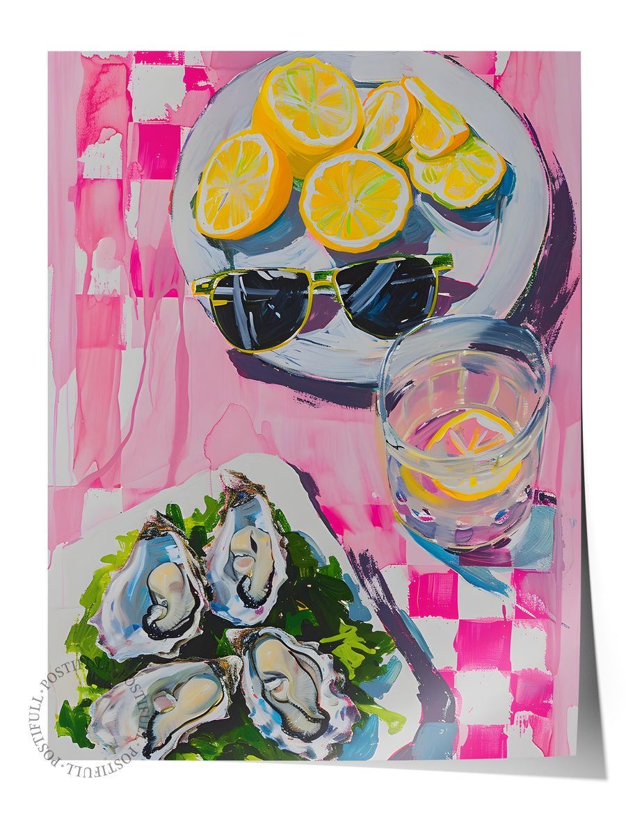 Limonlar ve Deniz Ürünleri Maximalist Çerçevesiz Poster