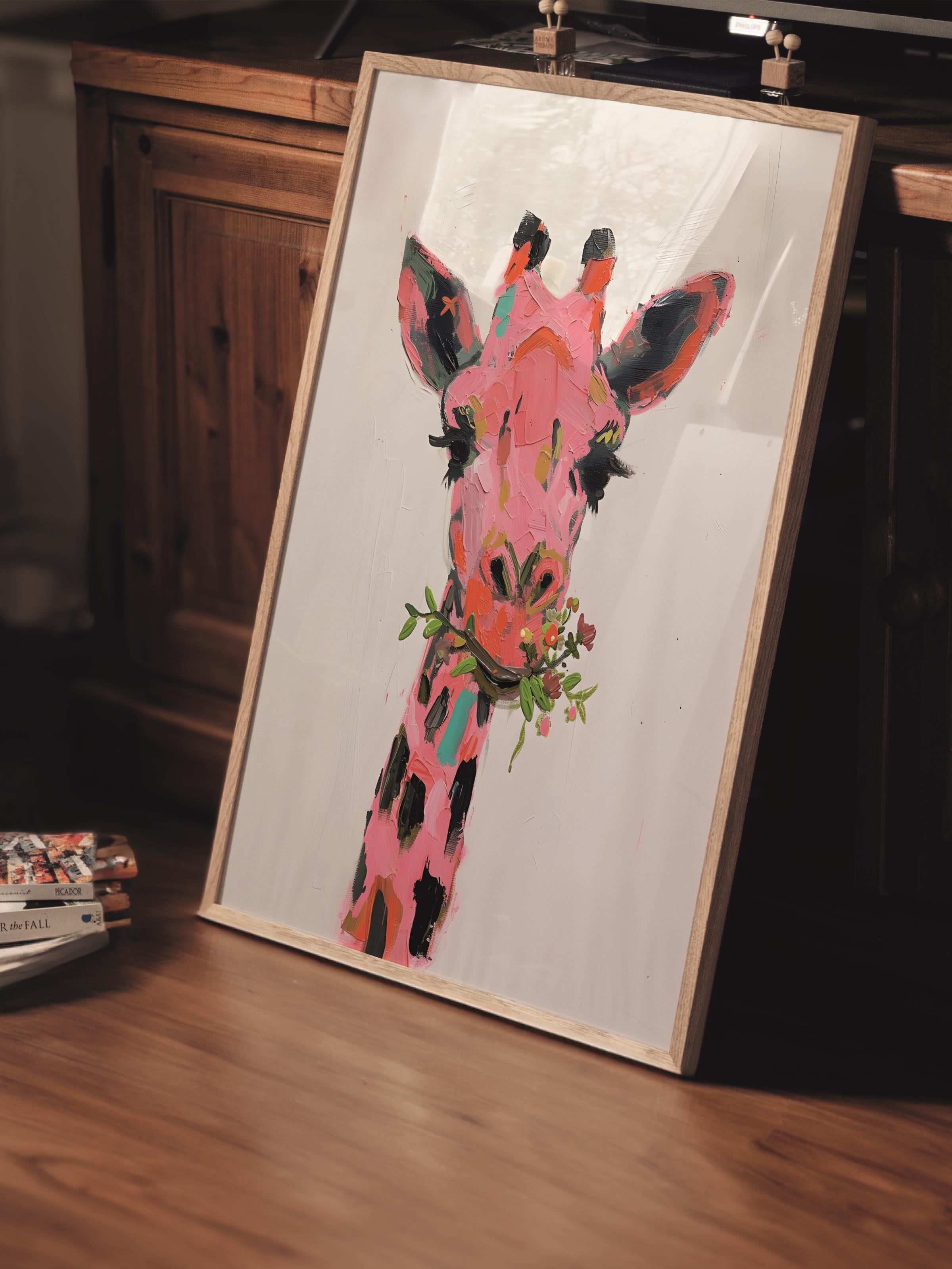 Çerçevesiz Poster Tablo, Duvar Posteri, Kağıt Poster, Girgin Zürafa , Maximalist No:126