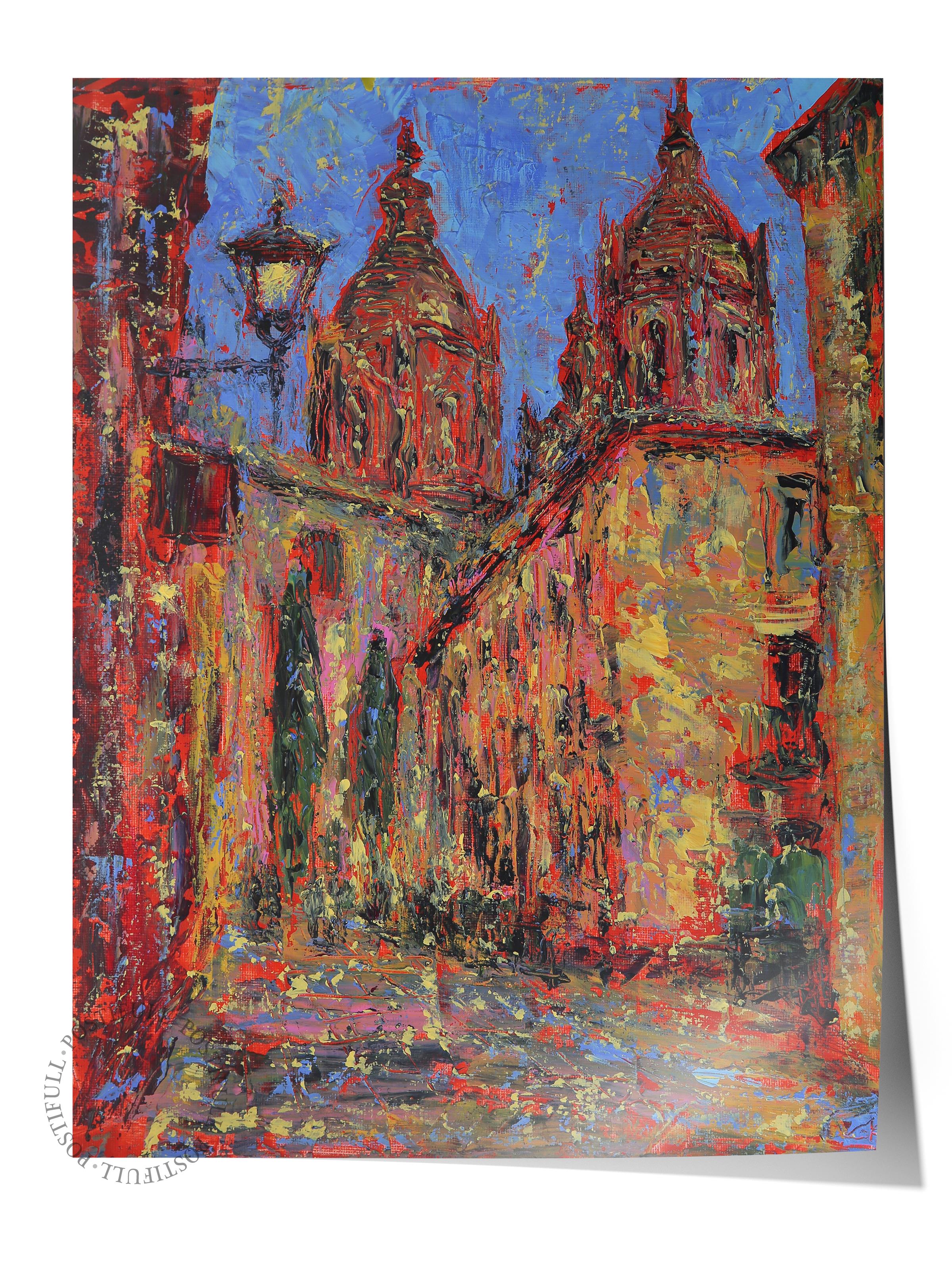 Çerçevesiz Poster Tablo, Duvar Posteri, Kağıt Poster, Şehirde Gece , Maximalist No:276