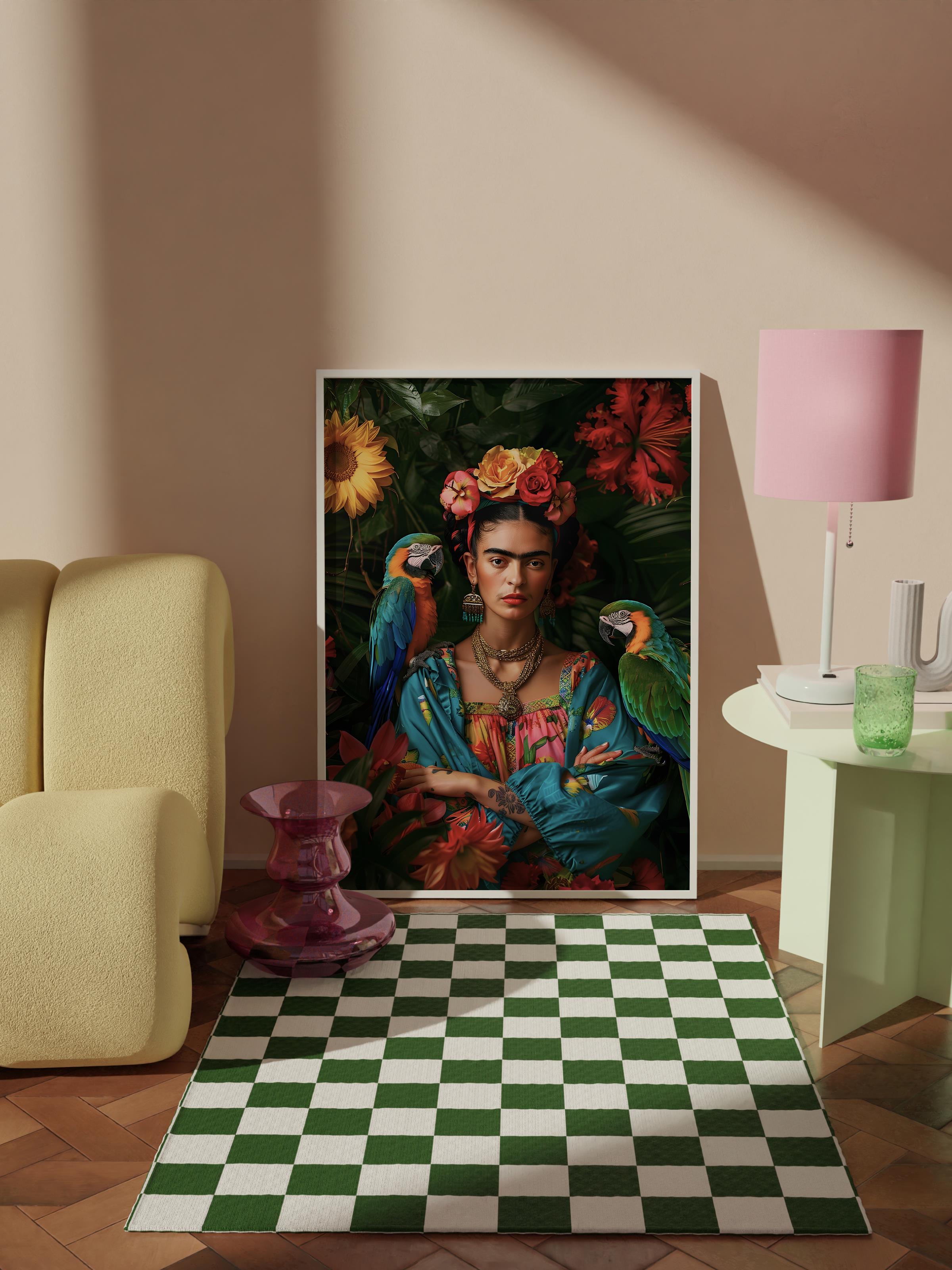 Çerçevesiz Poster Tablo, Duvar Posteri, Kağıt Poster, Tropikal Frida Kahlo , Maximalist No:122