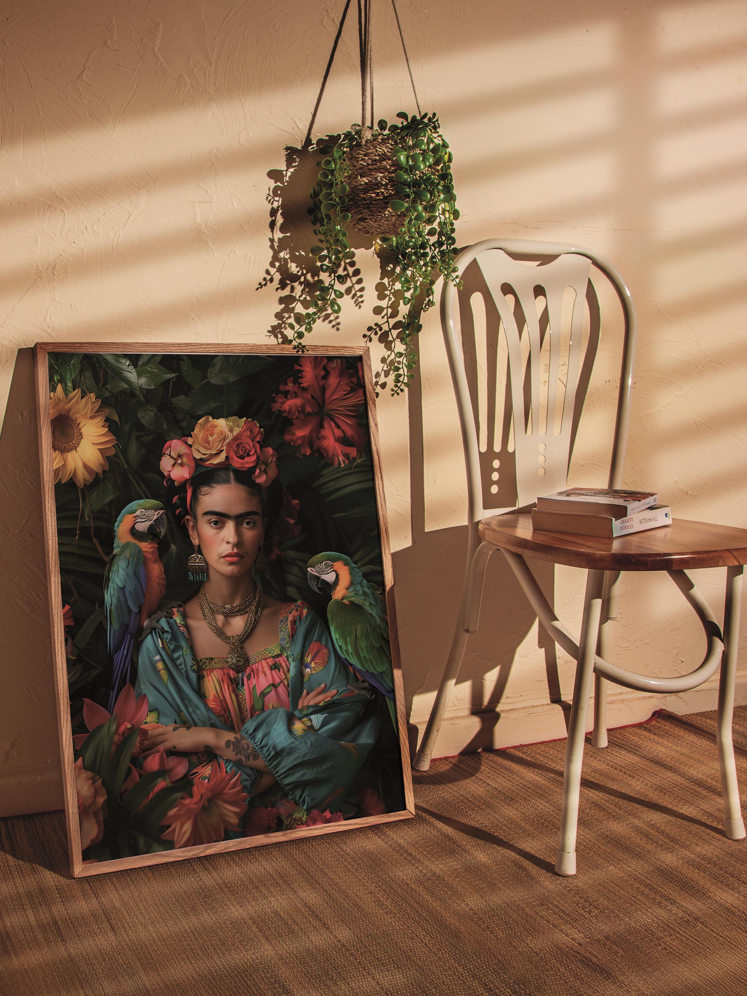 Çerçevesiz Poster Tablo, Duvar Posteri, Kağıt Poster, Tropikal Frida Kahlo , Maximalist No:122