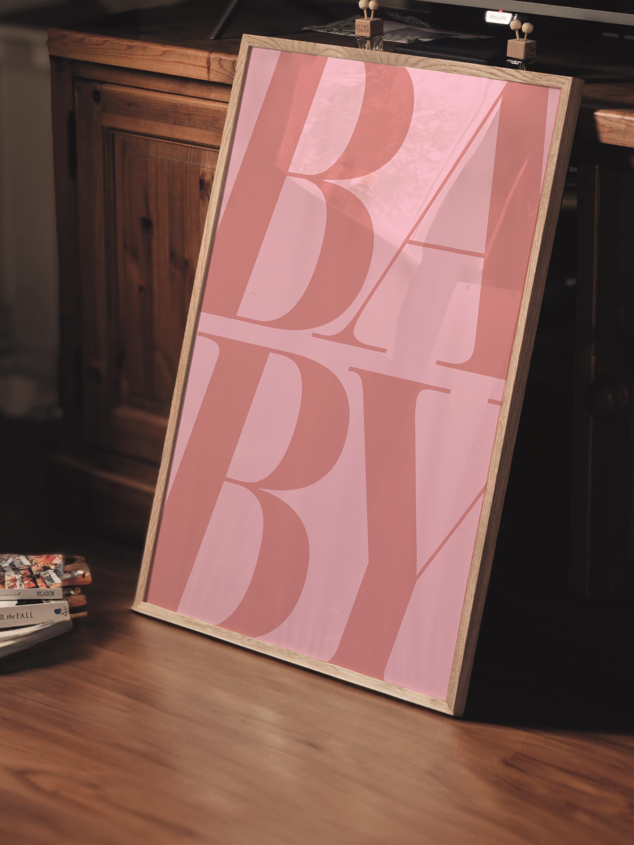 Çerçevesiz Poster Tablo, Duvar Posteri, Kağıt Poster, Pembe Harfler , Maximalist No:233
