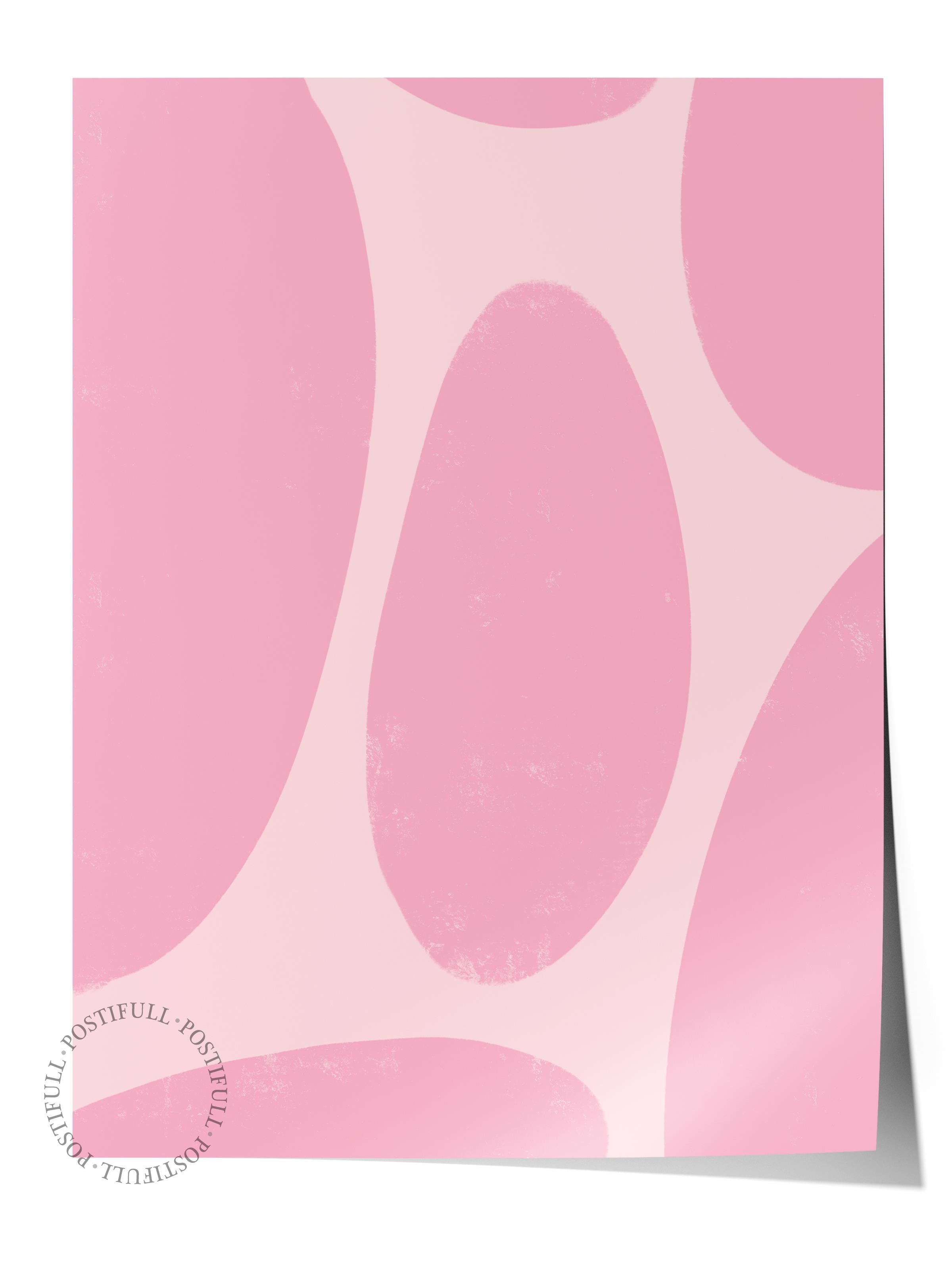 Çerçevesiz Poster Tablo, Duvar Posteri, Kağıt Poster, Pembe Soyut Dalgalar , Maximalist No:25
