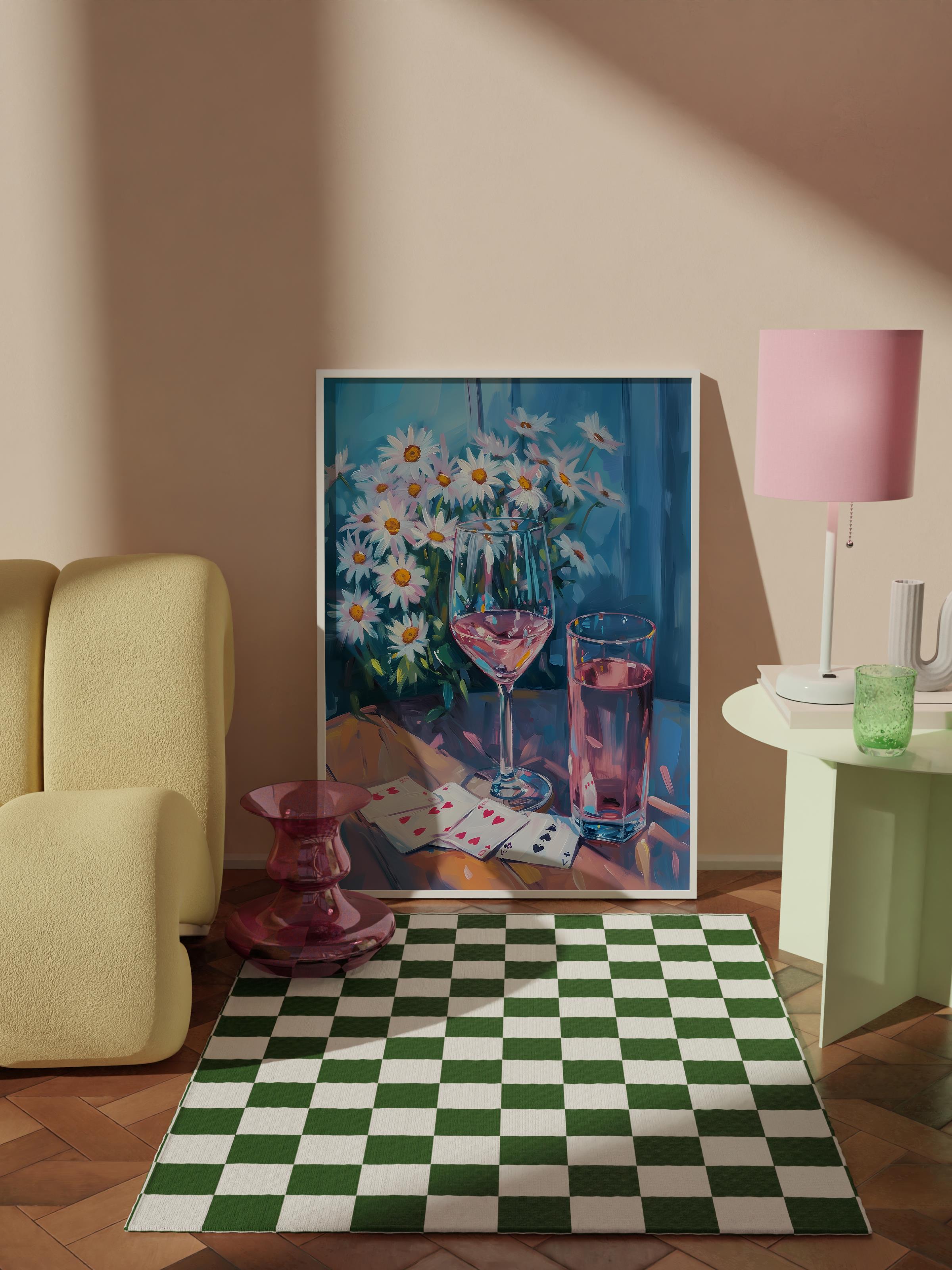 Çerçevesiz Poster Tablo, Duvar Posteri, Kağıt Poster, Güneşli Masanın Çiçekleri , Maximalist No:296