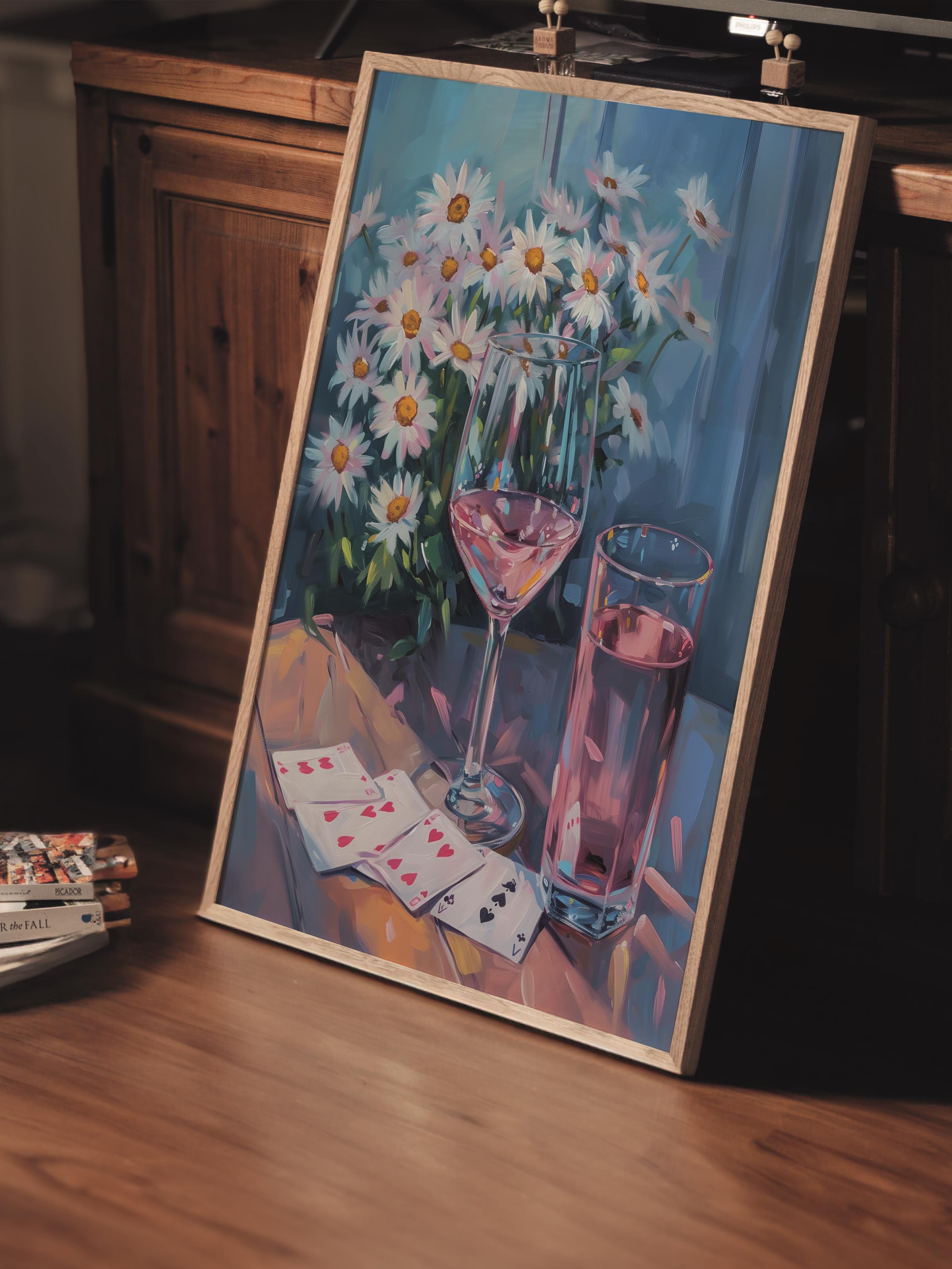 Çerçevesiz Poster Tablo, Duvar Posteri, Kağıt Poster, Güneşli Masanın Çiçekleri , Maximalist No:296