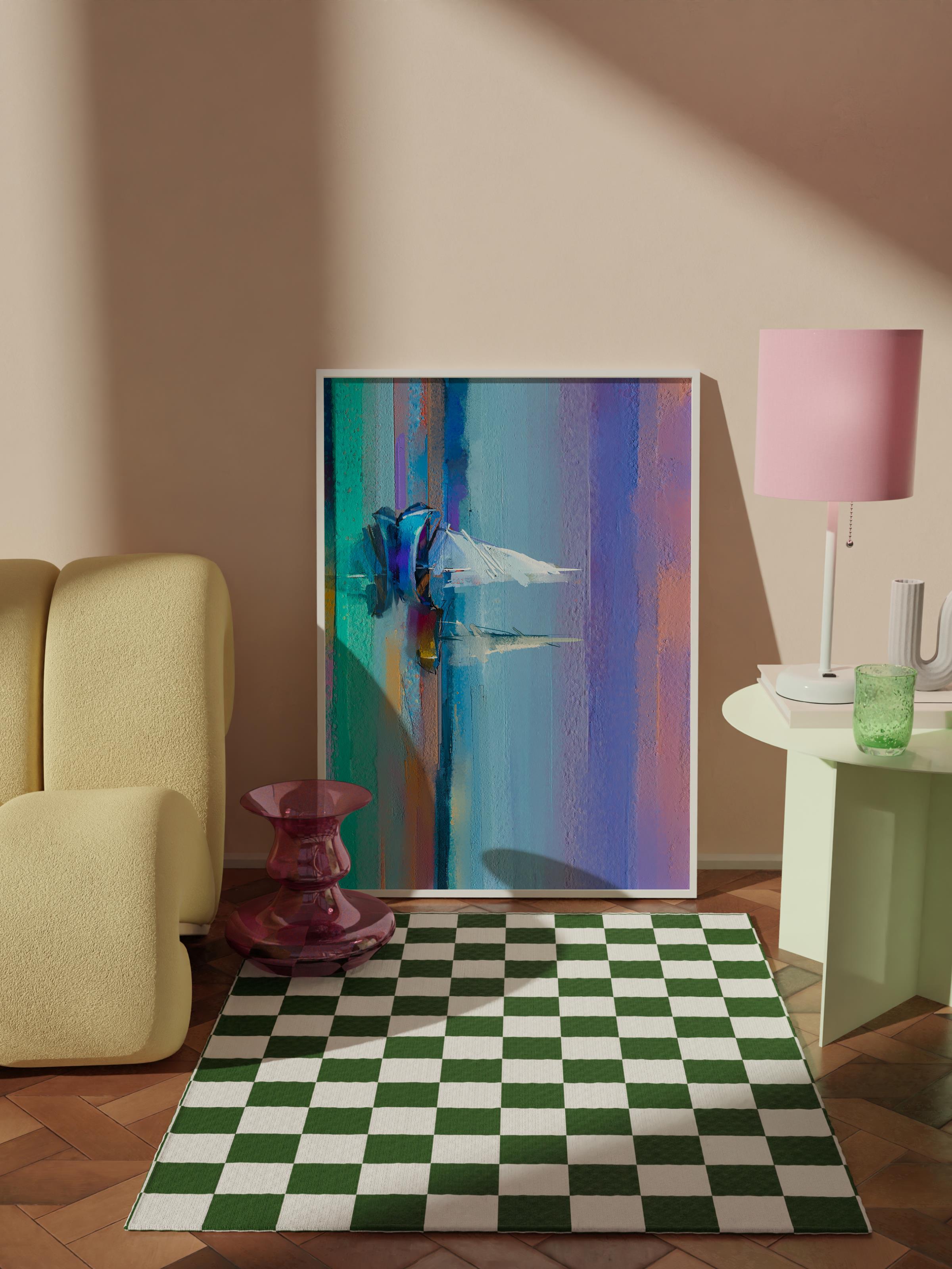 Çerçevesiz Poster Tablo, Duvar Posteri, Kağıt Poster, Mavi Tüyün Hafifliği , Maximalist No:221
