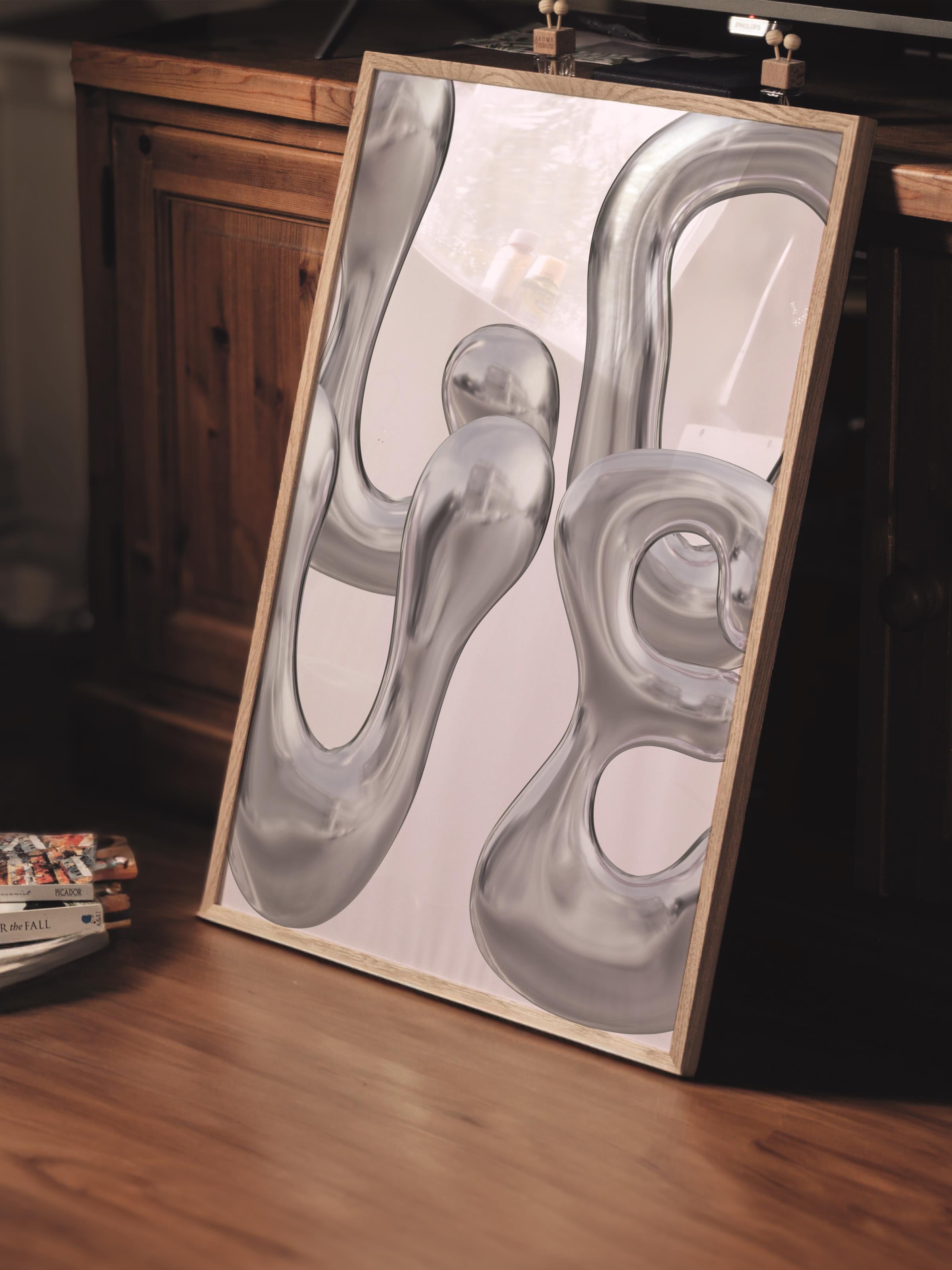 Çerçevesiz Poster Tablo, Duvar Posteri, Kağıt Poster, Metalik Sıvı Formlar , Maximalist No:46
