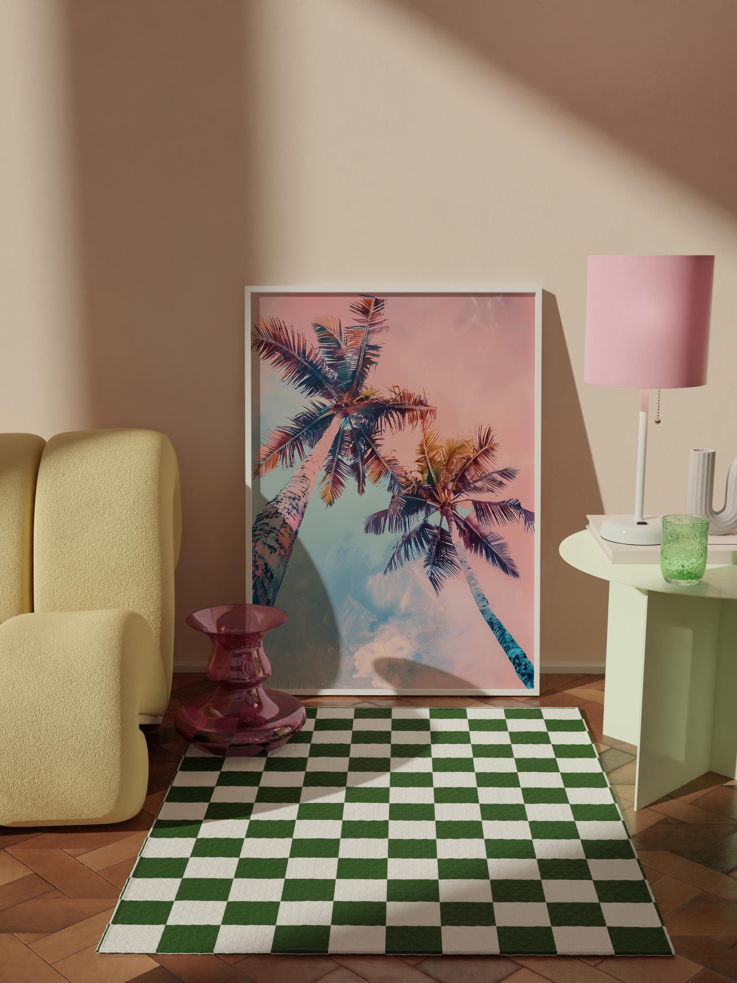 Çerçevesiz Poster Tablo, Duvar Posteri, Kağıt Poster, Gökyüzü Palmiyeleri , Maximalist No:113