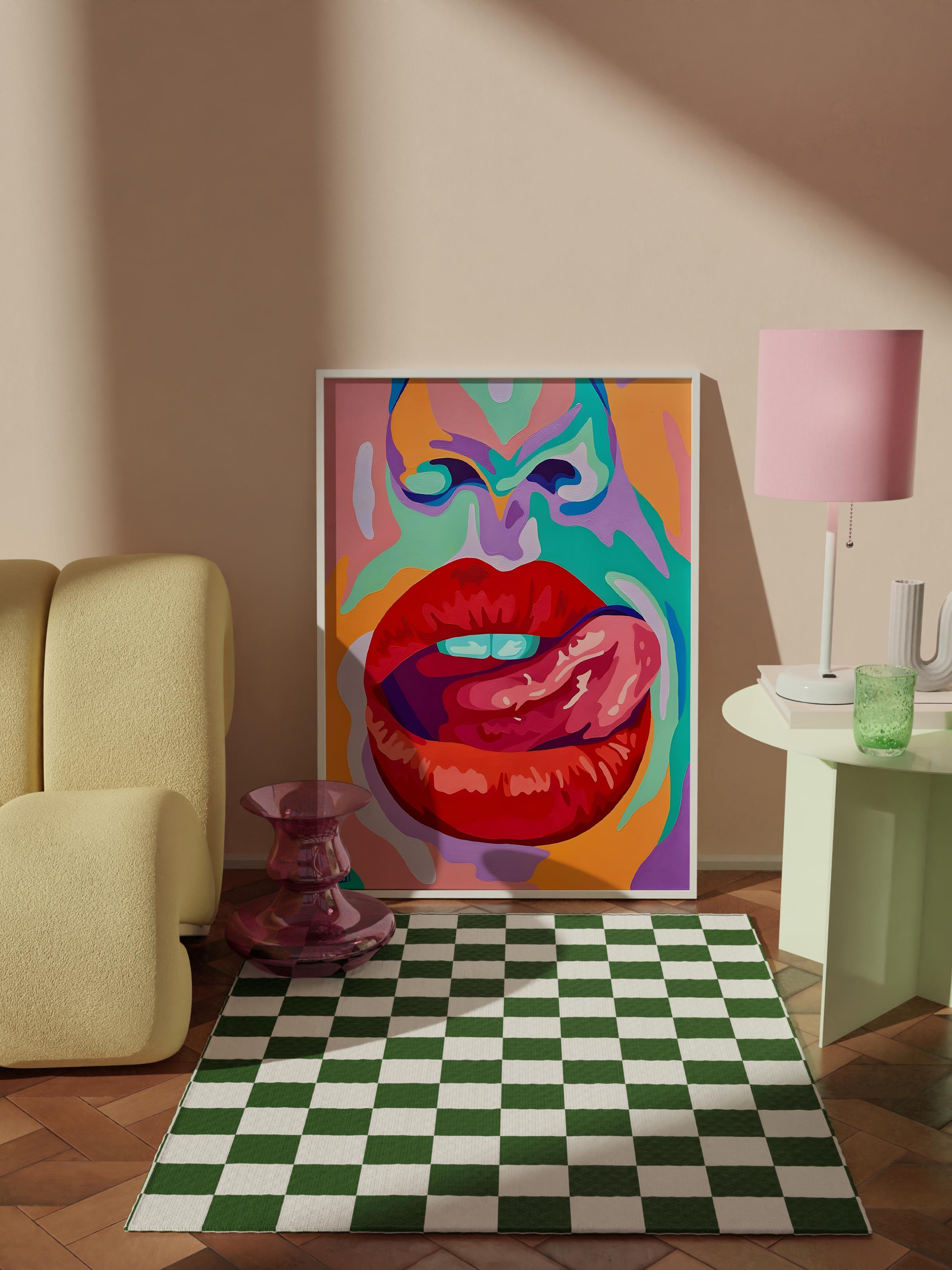 Çerçevesiz Poster Tablo, Duvar Posteri, Kağıt Poster, Renkli Pop Art Dudaklar , Maximalist No:21
