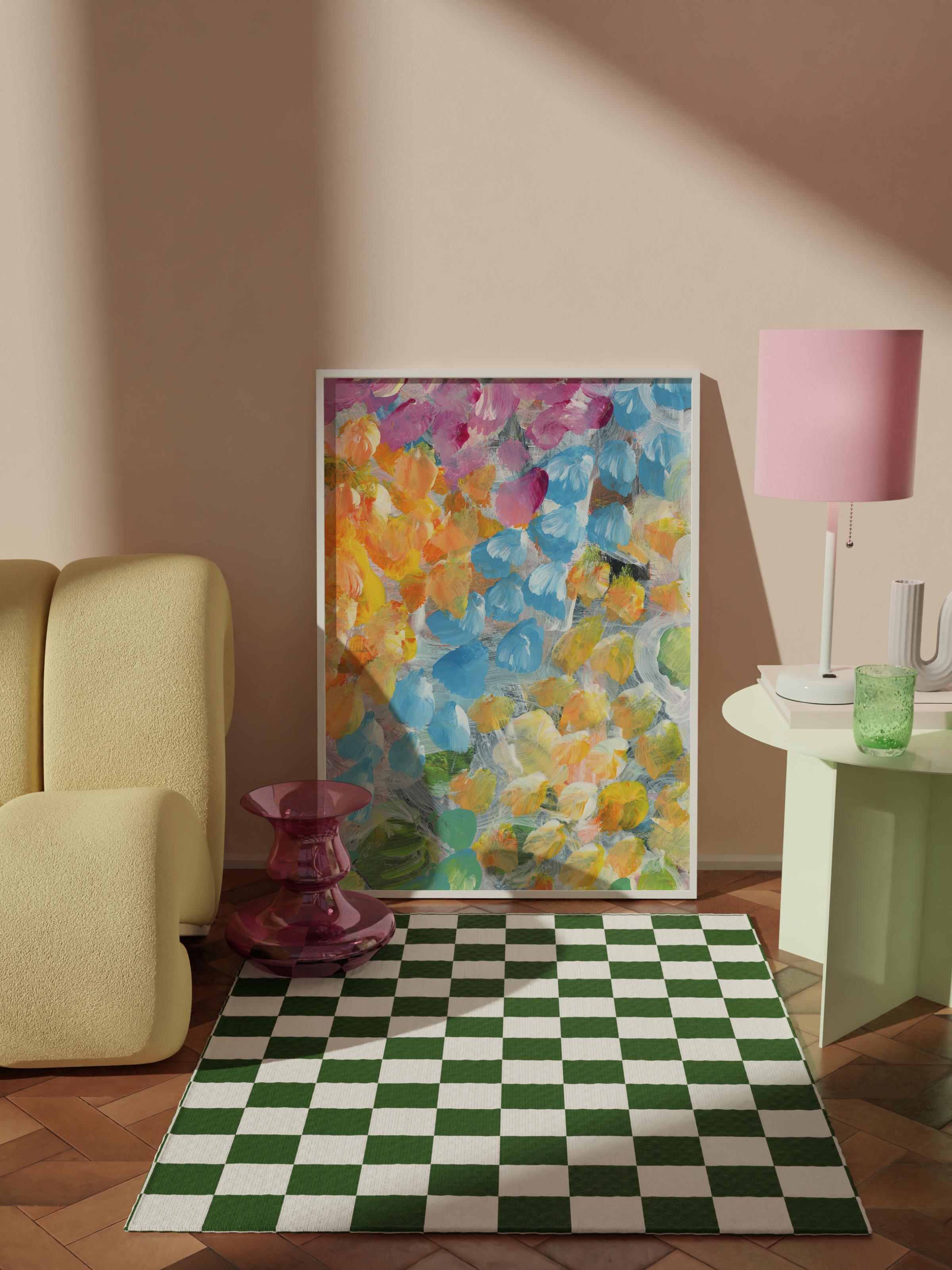Çerçevesiz Poster Tablo, Duvar Posteri, Kağıt Poster, Çiçek Bahçesinde Füzyon , Maximalist No:225