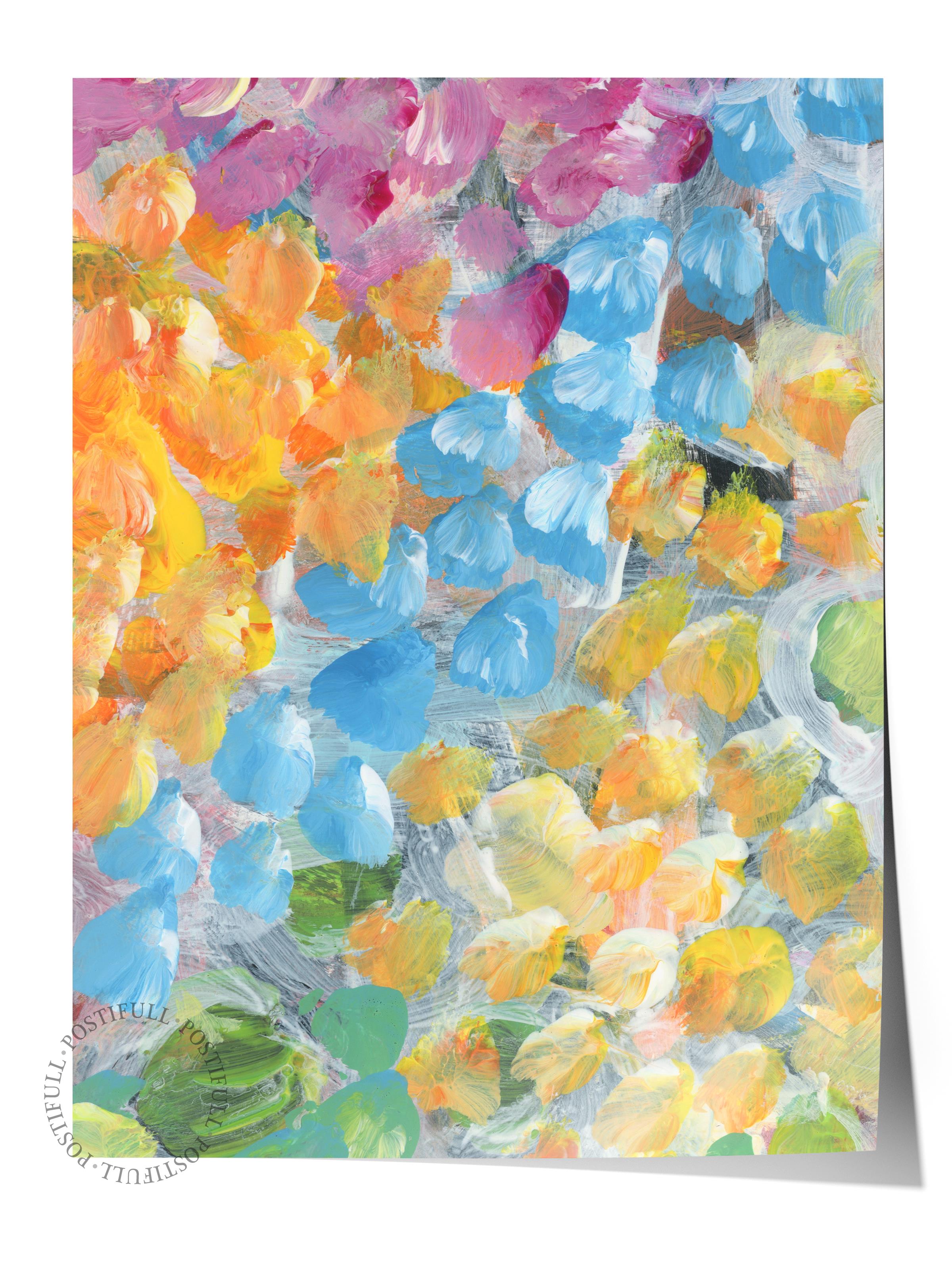 Çerçevesiz Poster Tablo, Duvar Posteri, Kağıt Poster, Çiçek Bahçesinde Füzyon , Maximalist No:225