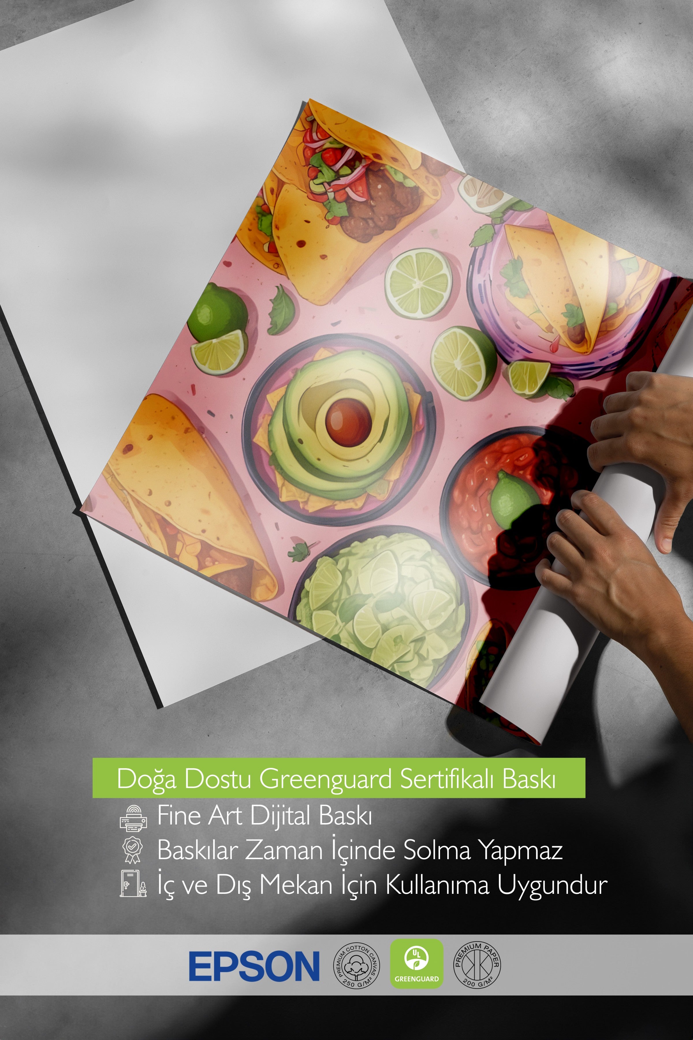 Çerçevesiz Poster, Taco Table, Comfort Serisi Mutfak Duvar Posteri, NO:109149
