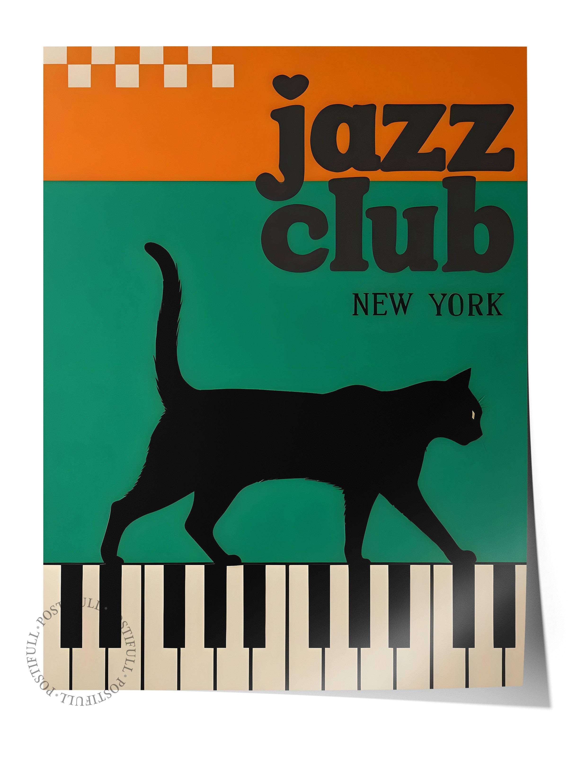 Çerçevesiz Poster, The Black Cat Jazz Club - 1, Comfort Serisi Duvar Posteri, NO:108976