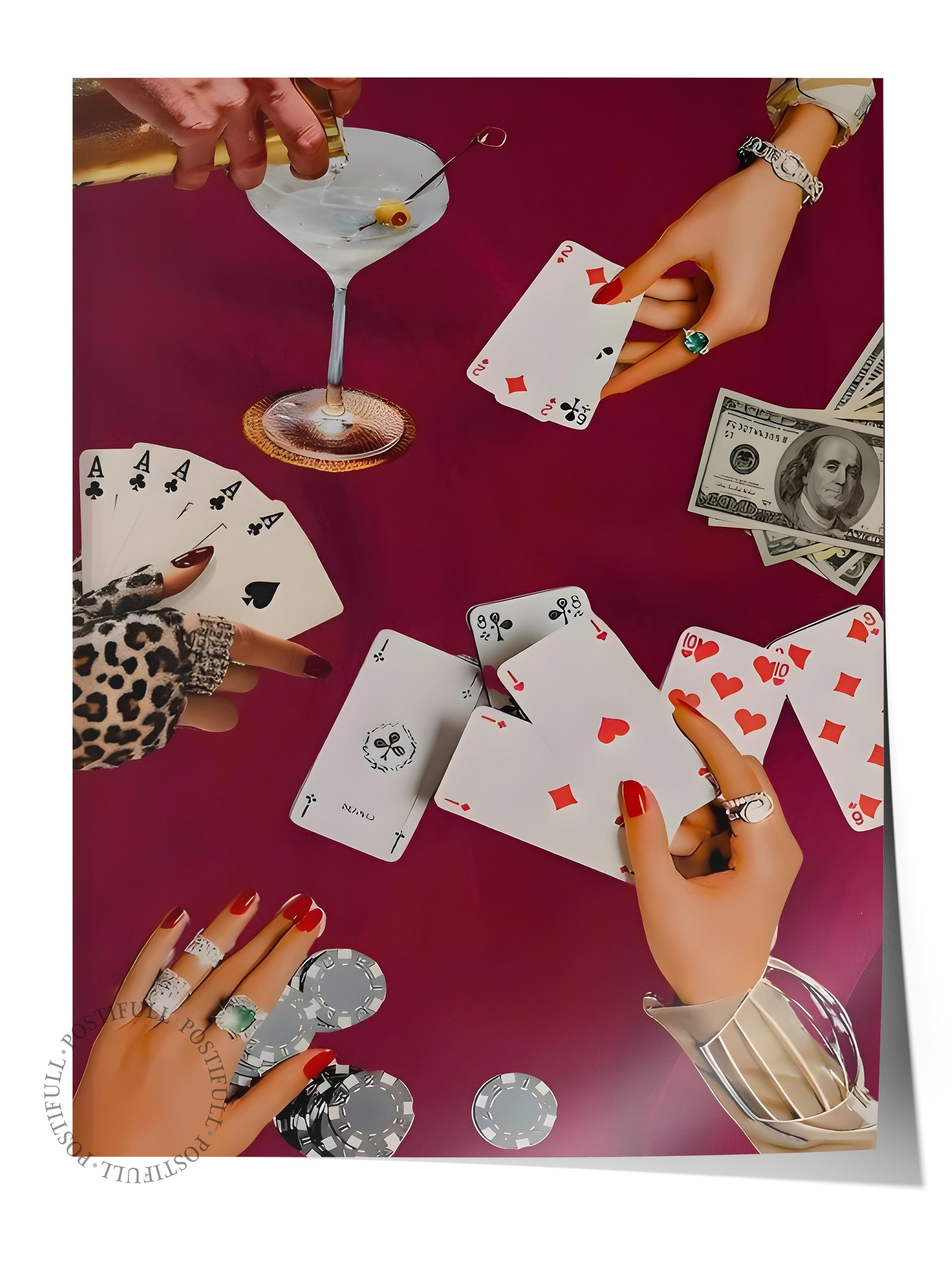 Çerçevesiz Poster, Vintage Playing Cards, Comfort Serisi Duvar Posteri, NO:108950