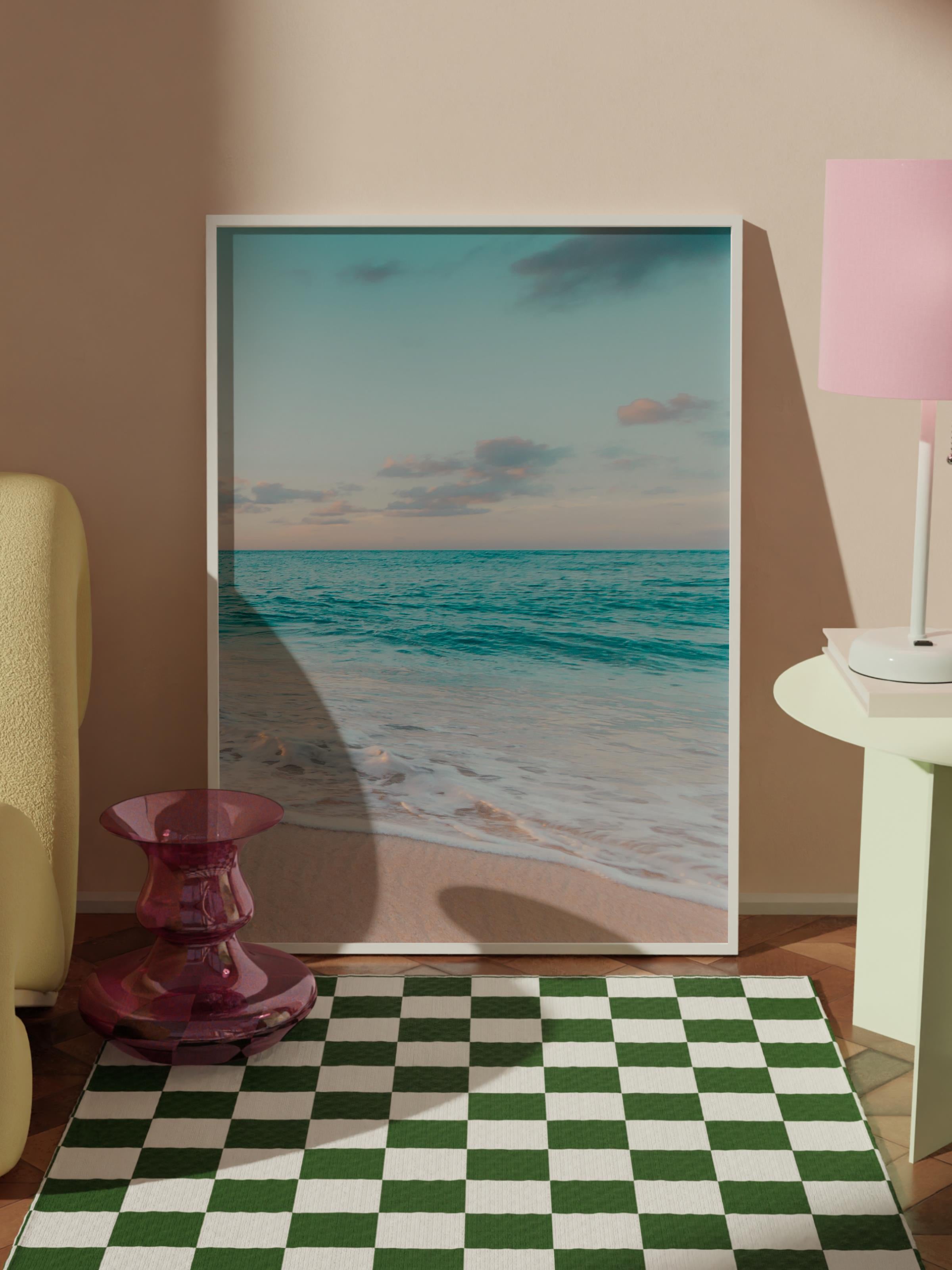 Çerçevesiz Poster, Yaz Temalı Tablo NO:103, Mavi Okyanus Fotoğrafı, Mavi Poster, Dikey