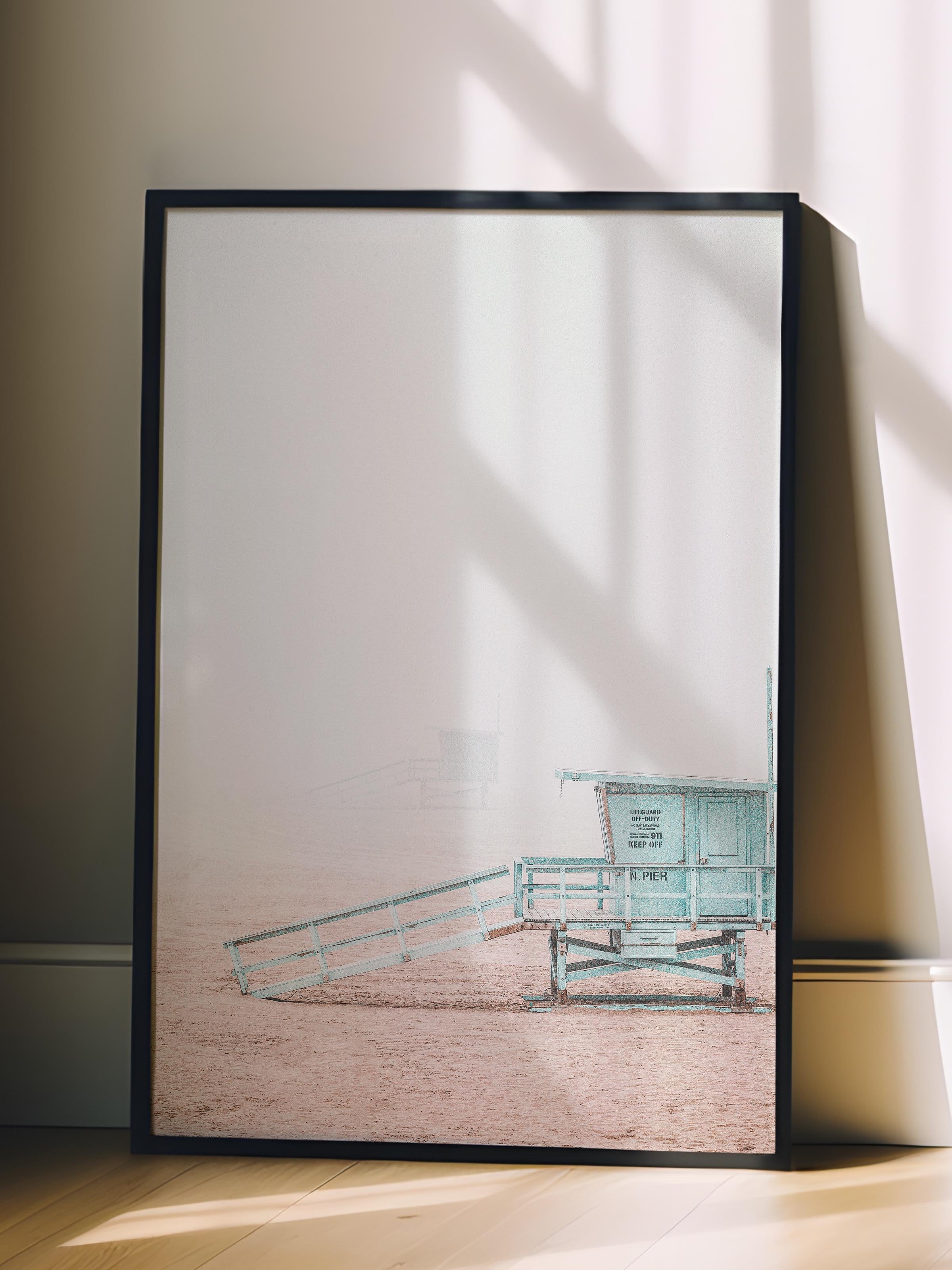 Çerçevesiz Poster, Yaz Temalı Tablo NO:128, Plaj Evi Fotoğrafı, Beyaz Poster, Dikey