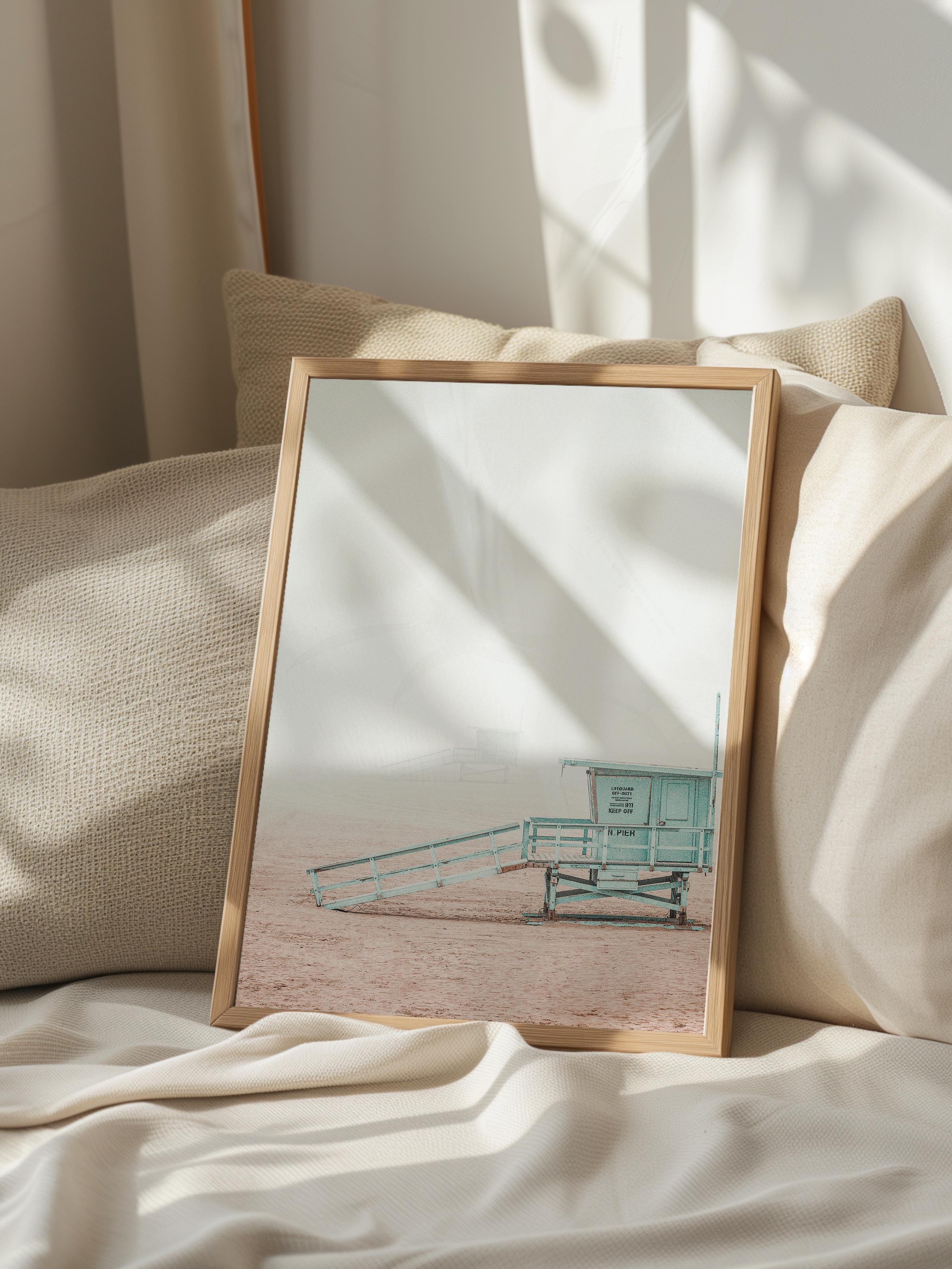 Çerçevesiz Poster, Yaz Temalı Tablo NO:128, Plaj Evi Fotoğrafı, Beyaz Poster, Dikey