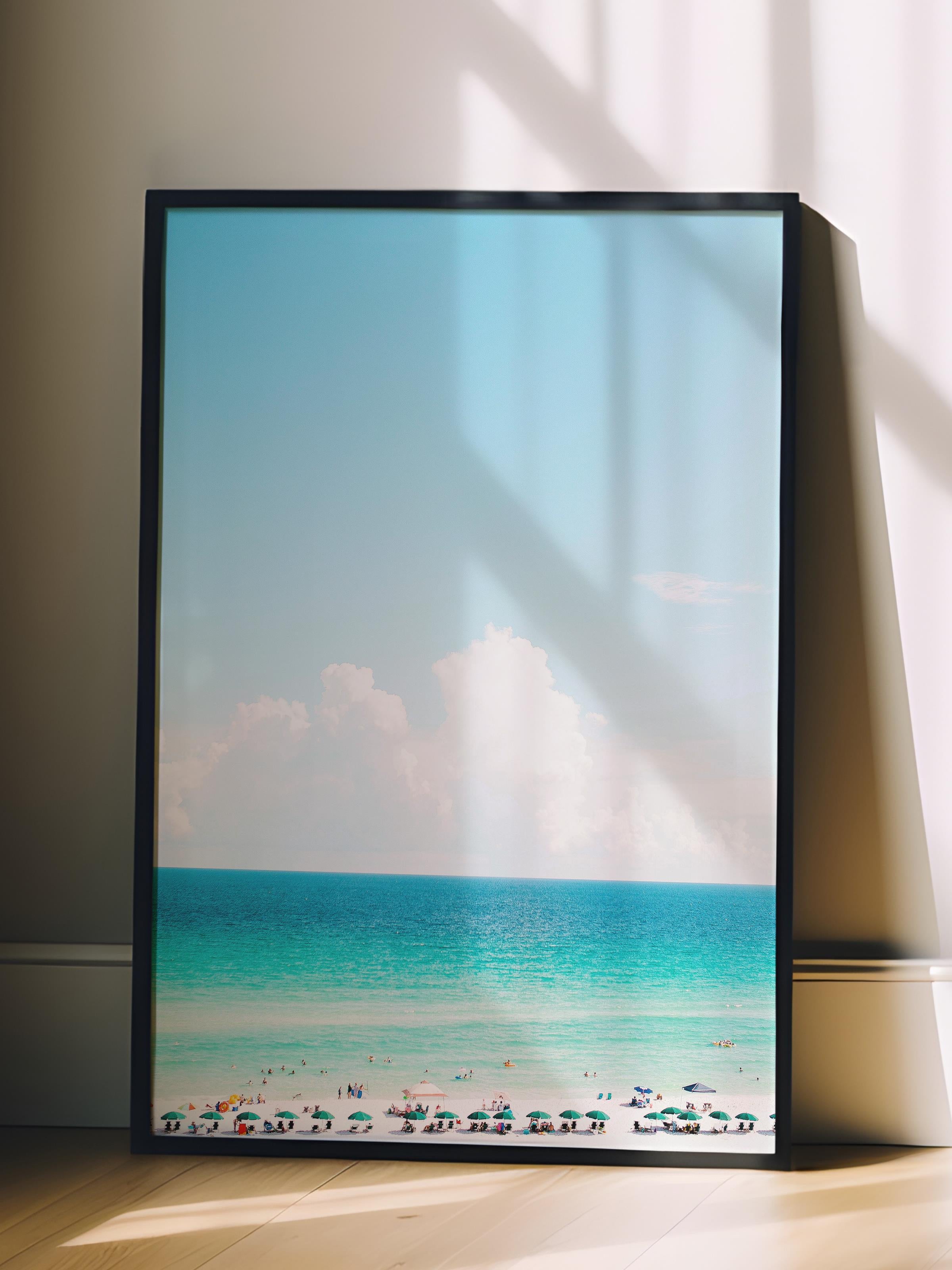 Çerçevesiz Poster, Yaz Temalı Tablo NO:14, Mavi Okyanus Fotoğrafı, Mavi Poster, Dikey