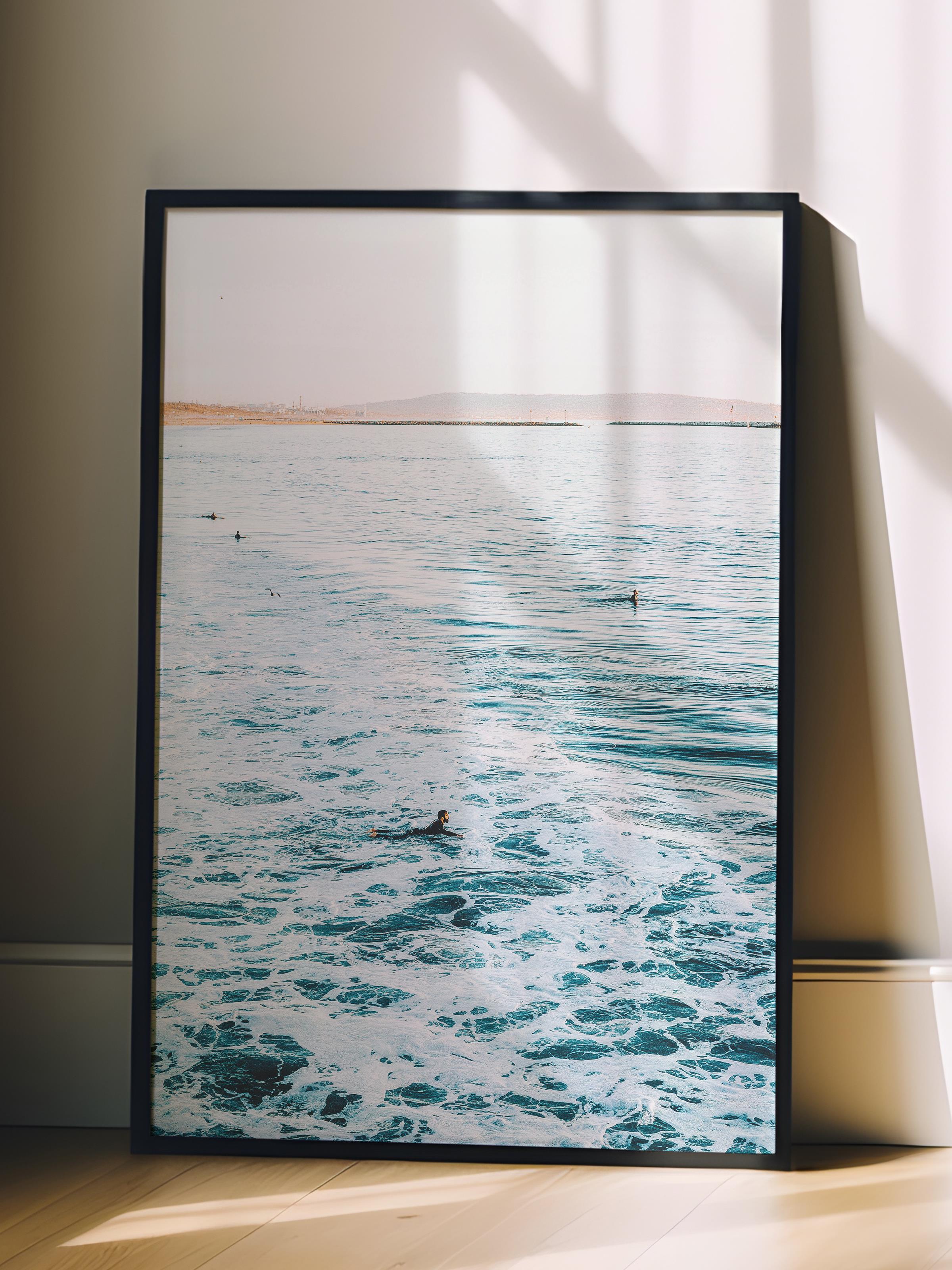 Çerçevesiz Poster, Yaz Temalı Tablo NO:142, Sahil ve Dalgalar Fotoğrafı, Beyaz Poster, Dikey