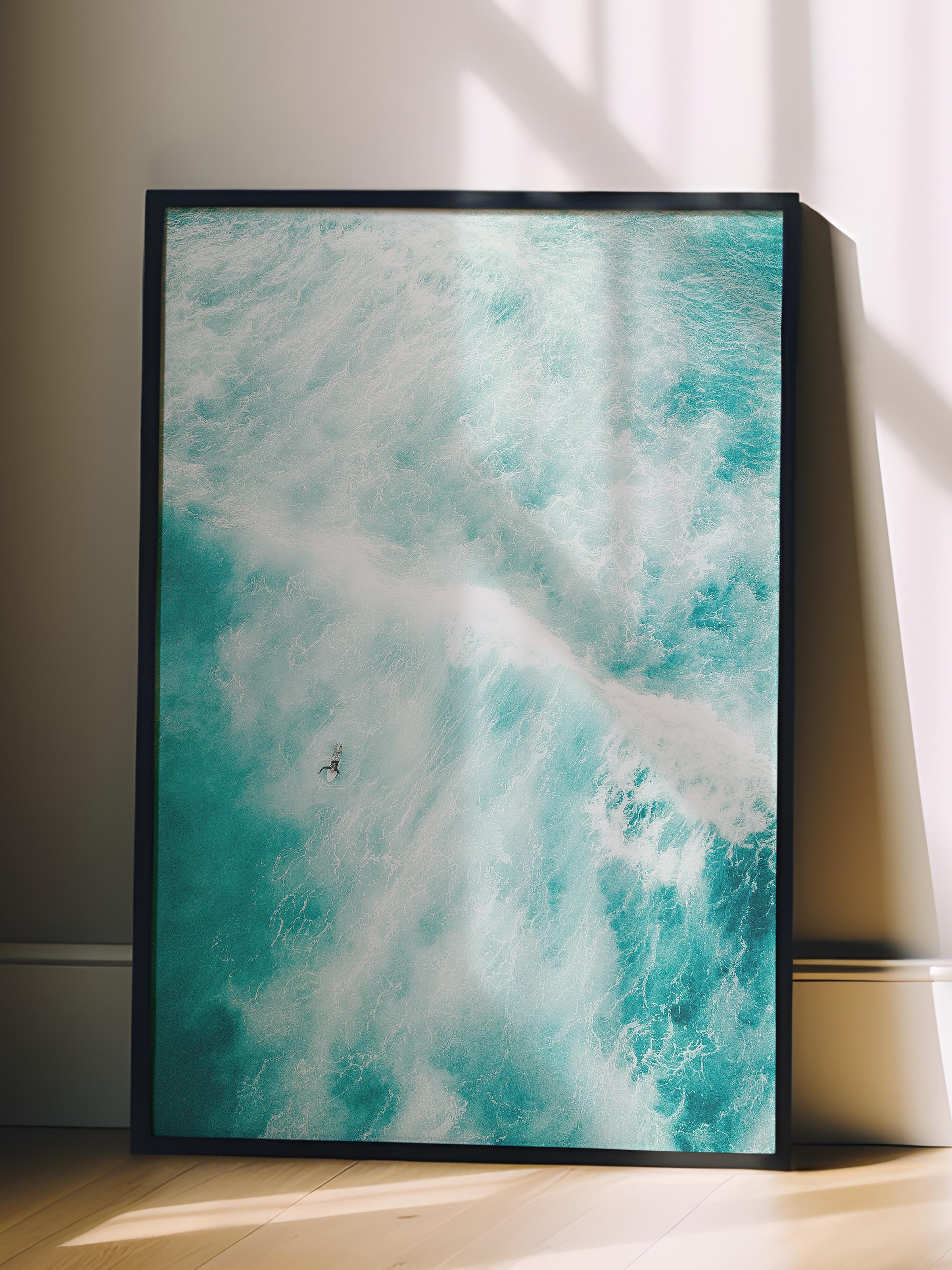 Çerçevesiz Poster, Yaz Temalı Tablo NO:143, Deniz Dalgası Fotoğrafı, Mavi Poster, Dikey