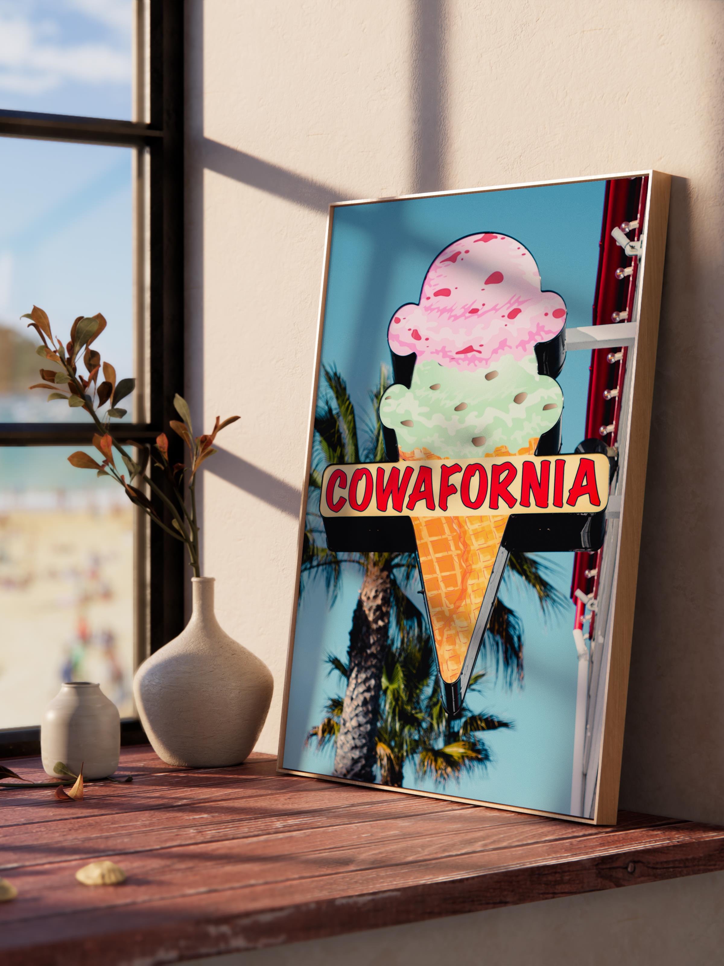 Çerçevesiz Poster, Yaz Temalı Tablo NO:15, Cowafornia Dondurma Fotoğrafı, Pembe Poster, Dikey