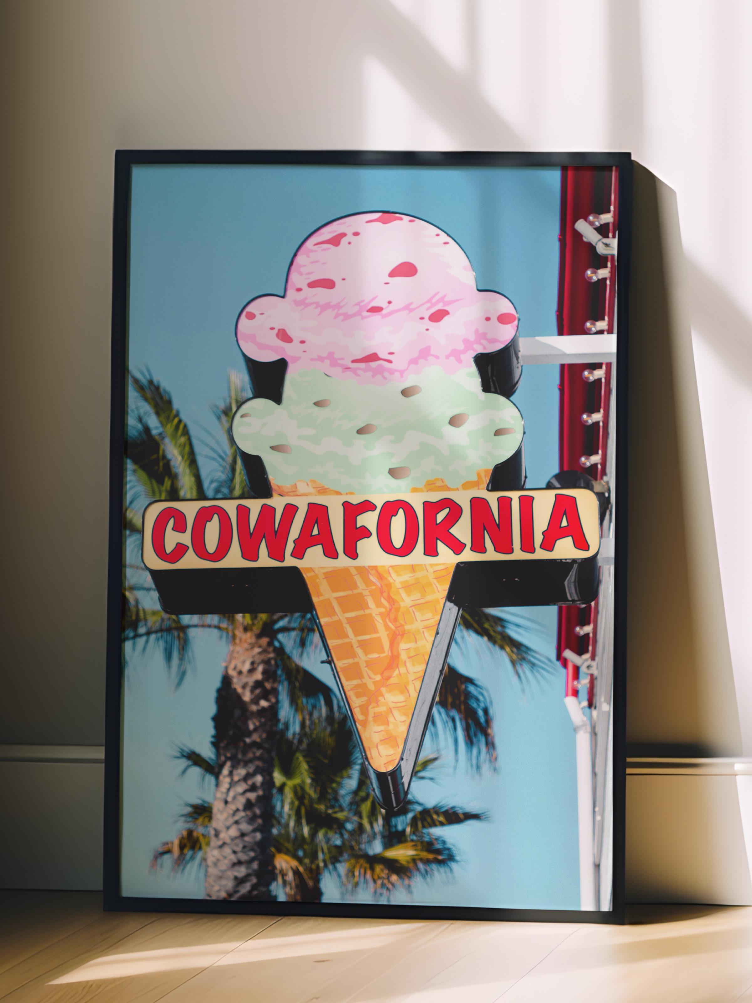 Çerçevesiz Poster, Yaz Temalı Tablo NO:15, Cowafornia Dondurma Fotoğrafı, Pembe Poster, Dikey