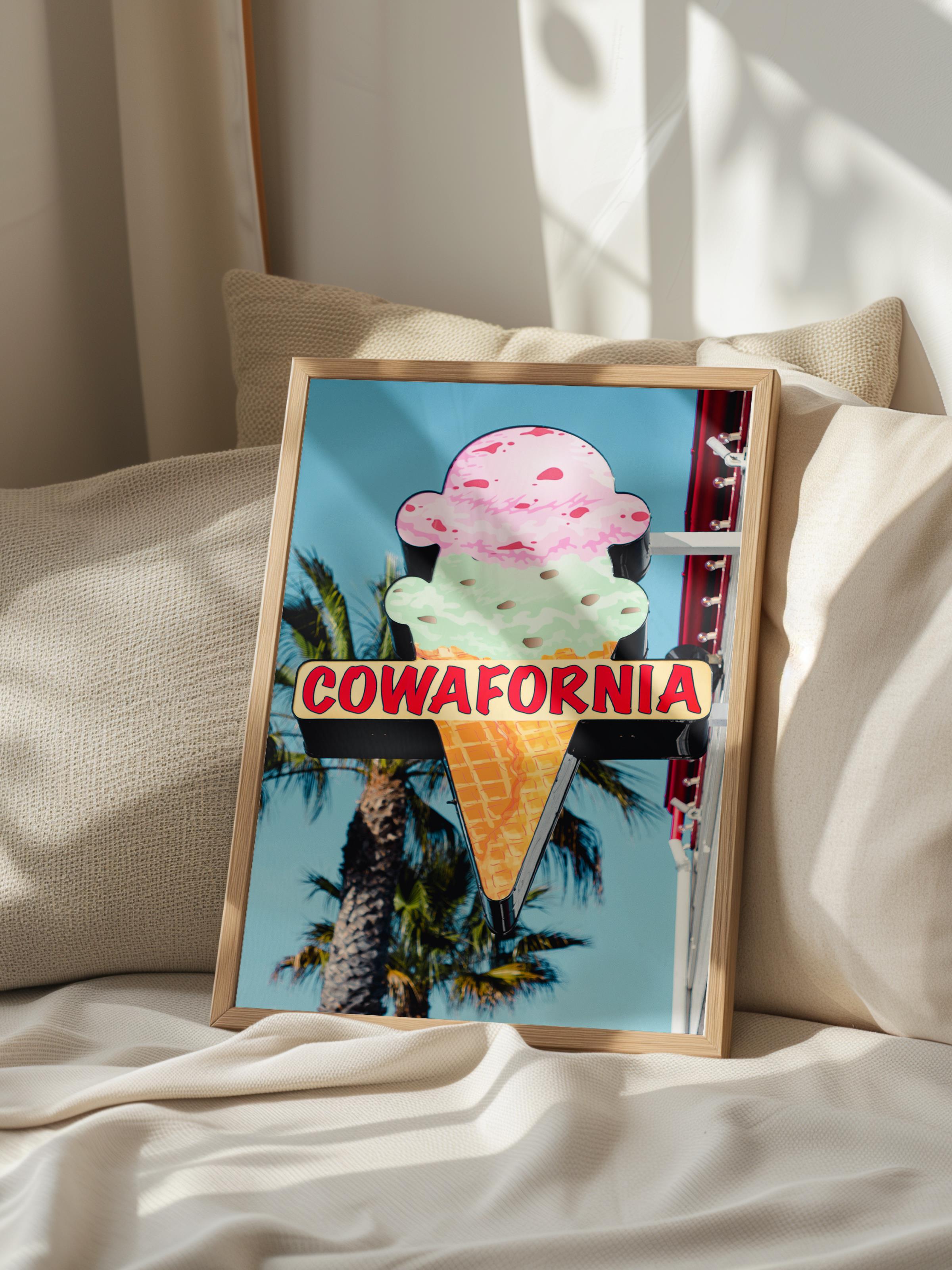 Çerçevesiz Poster, Yaz Temalı Tablo NO:15, Cowafornia Dondurma Fotoğrafı, Pembe Poster, Dikey