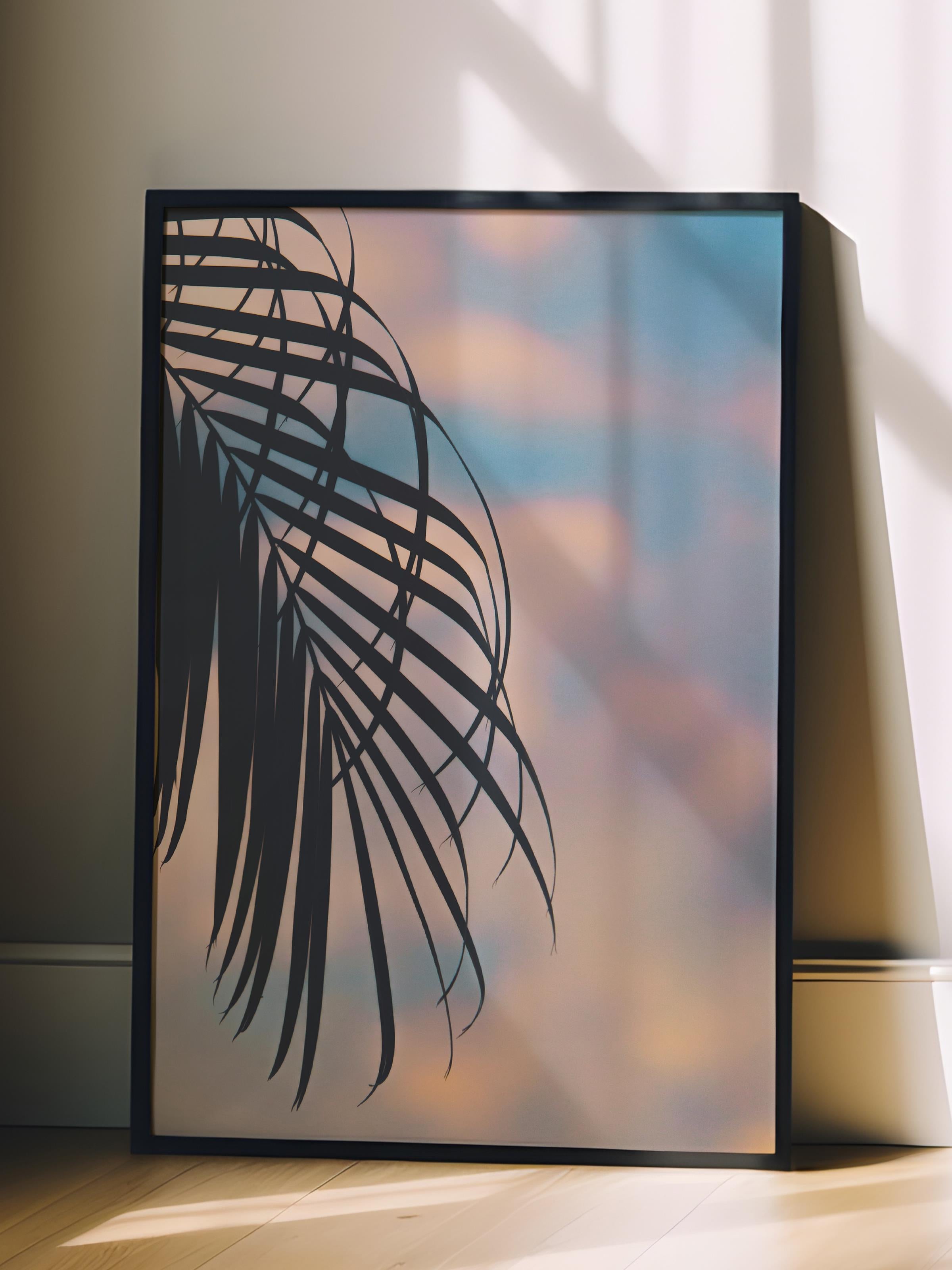 Çerçevesiz Poster, Yaz Temalı Tablo NO:16, Gün Batımı Palmiye Fotoğrafı, Turuncu Poster, Dikey