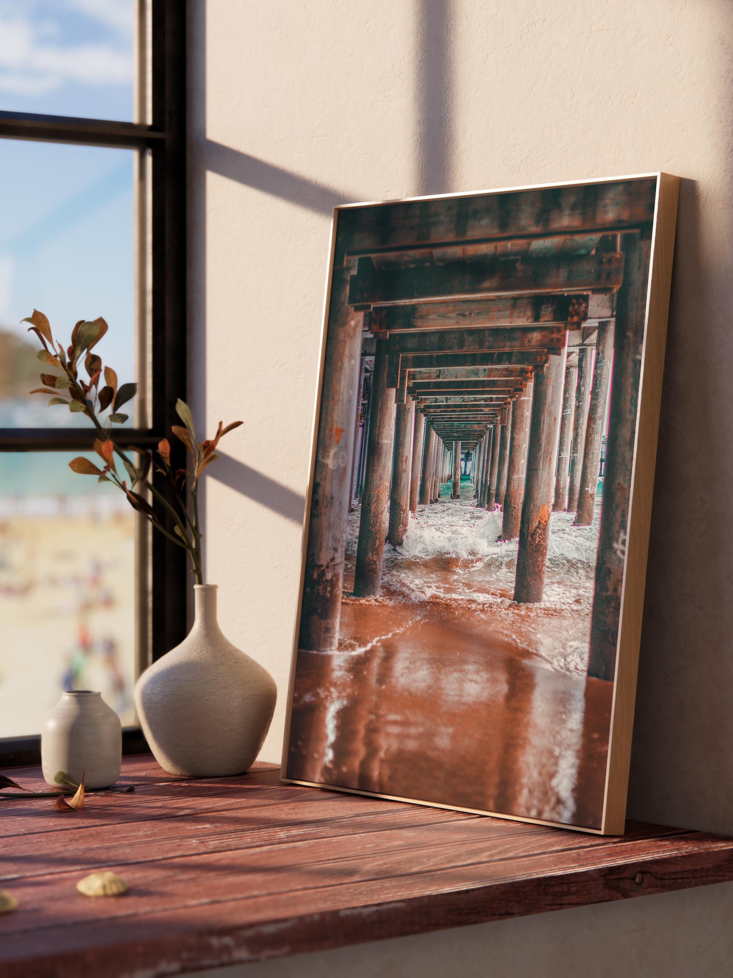 Çerçevesiz Poster, Yaz Temalı Tablo NO:160, İskeleden Görünüm Fotoğrafı, Kahverengi Poster, Dikey