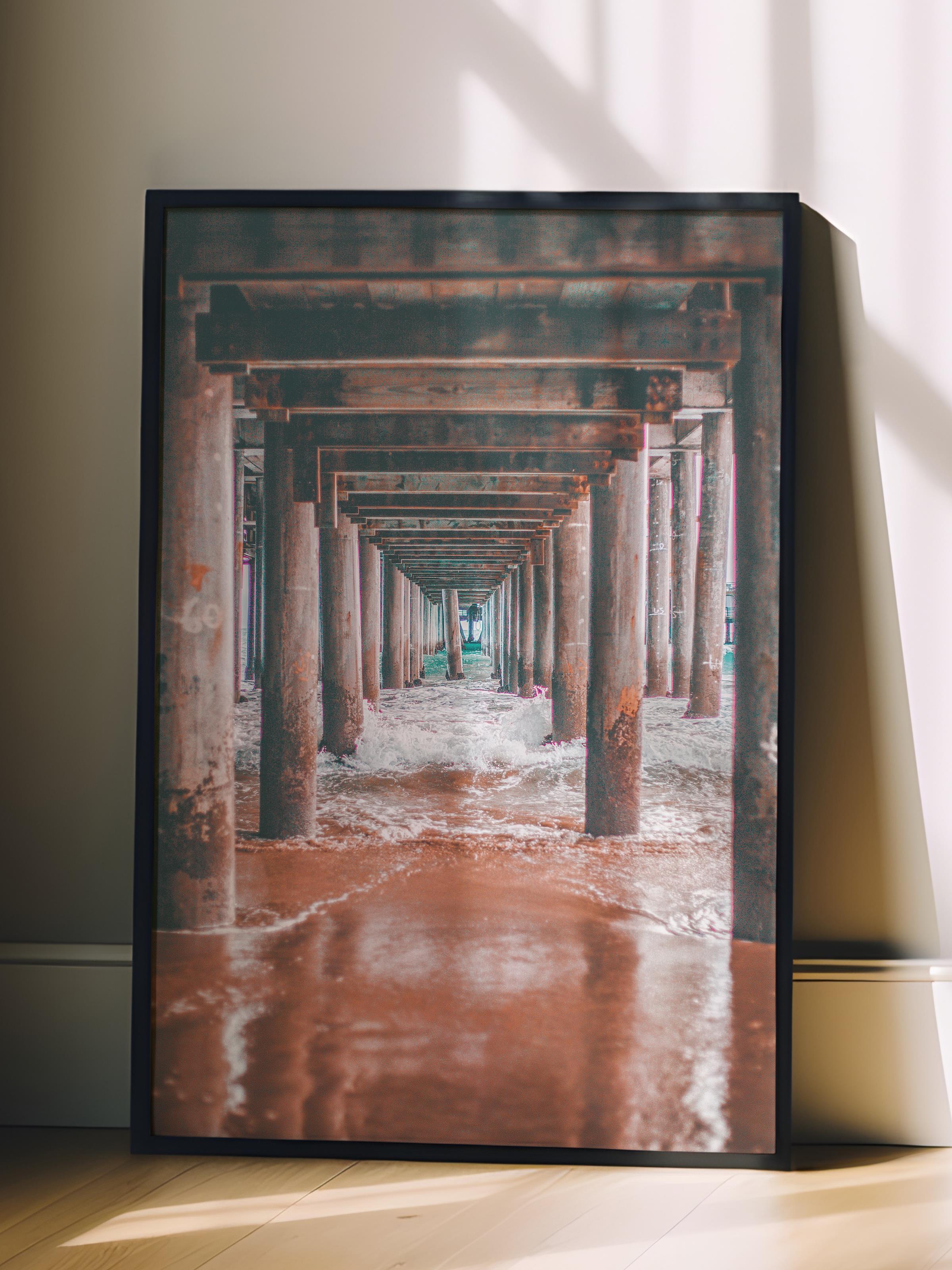 Çerçevesiz Poster, Yaz Temalı Tablo NO:160, İskeleden Görünüm Fotoğrafı, Kahverengi Poster, Dikey